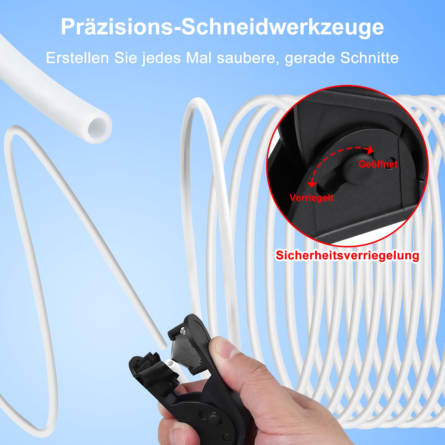 Wąż Ptfe Tube Ptfe wąż z nożem, wąż teflonowy, 4 mm x 2,5 mm, do 1,75 mm, do Bambu Lab A1/A1 mini/P1P/P1S/X1C, kompatybilny z Creality K1/K1 Max / Ender 3 V3 (biały)