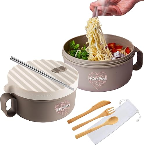 Miniatura 13 de AI LOVE PEACE Tazón para ramen, 40 onzas, para cocinar fideos en microondas para ramen, Pho, sopa y pasta, apto para lavavajillas y portátil, ideal
