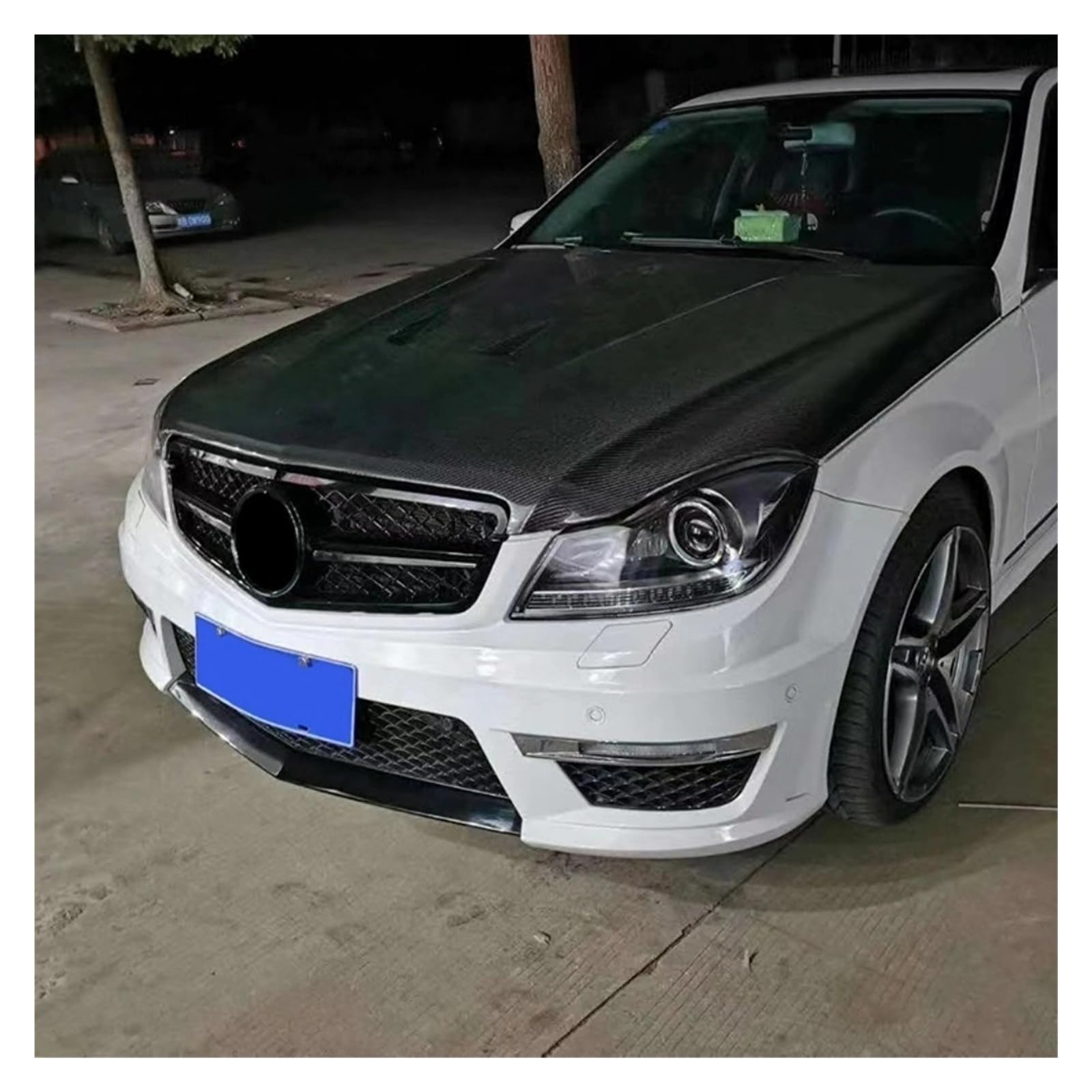 Pasuje do Be//nz C klasa W204 C204 2007-2014 C180 C200 C250 C300 przedni grill grill zderzaka wlot siatki siatka akcesoria do tuningu(AM Glossy Black)
