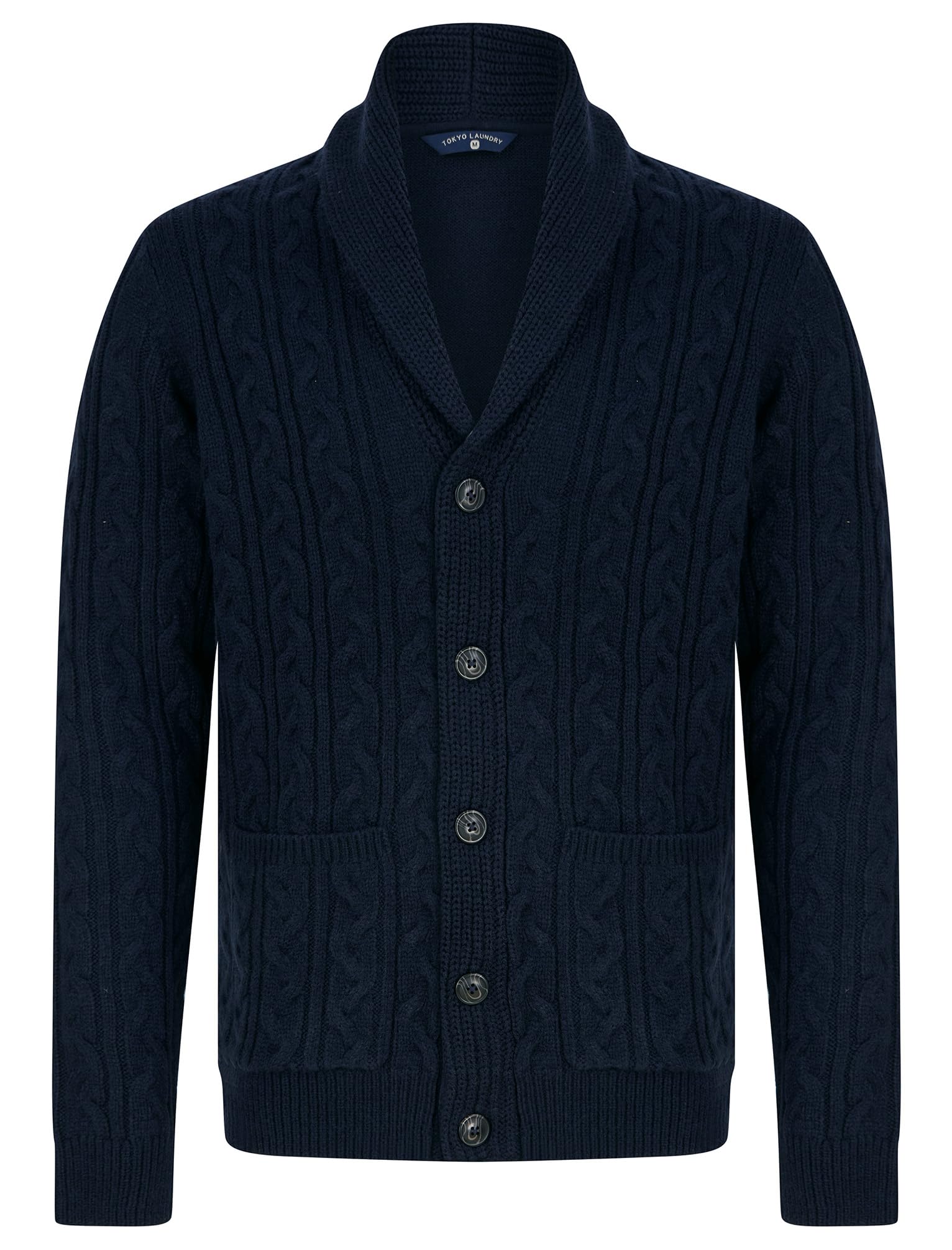 Tokyo Laundry Manji Cable Knitted Cardigan with Shawl Collar - Ink - XXL