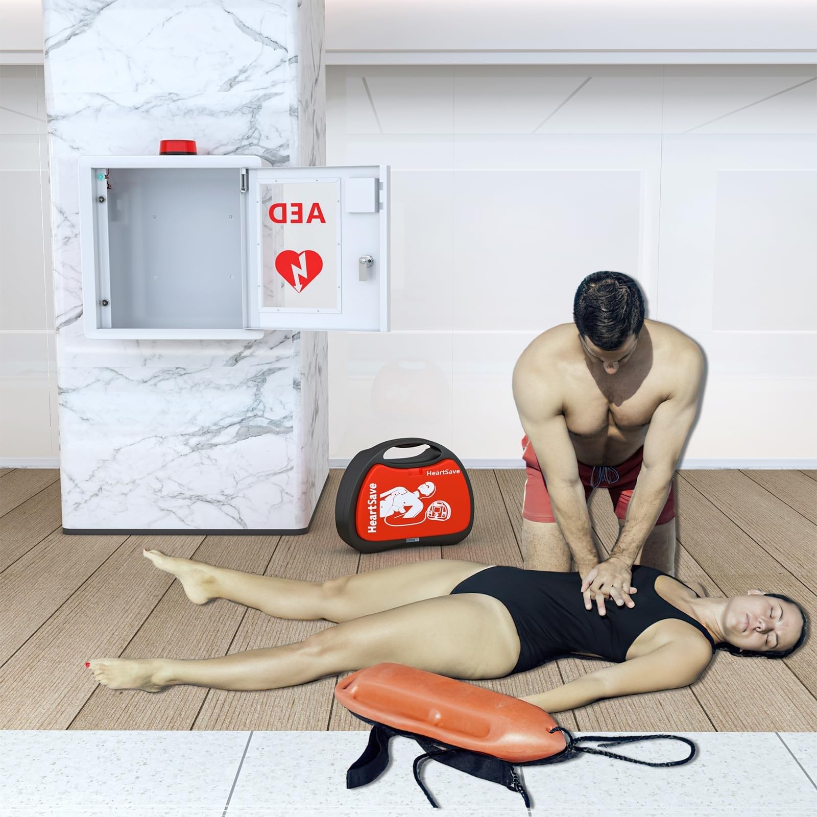AED-Defibrillator-Schrank, wandmontierte AED-Aufbewahrungsbox mit Schnappverschluss, Herz-Defibrillations-Alarmbox, Erste-Hilfe-Koffer, Design mit abgerundeten Ecken, passend für die meisten AED-Mod