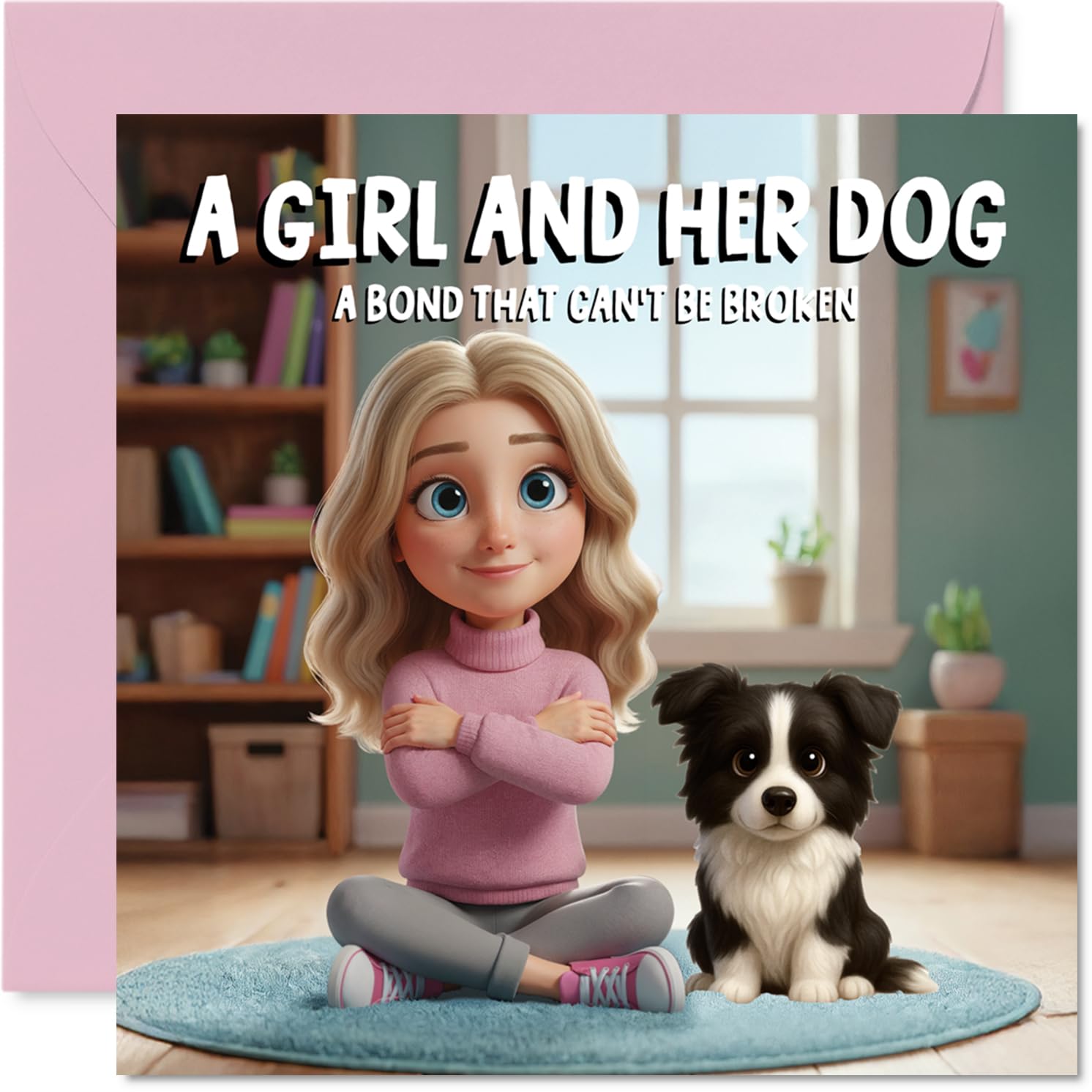 Border Collie Birthday Card for Women - A Girl and Her Dog - Happy Birthday Card for Girls, 145mm Female Greeting Cards