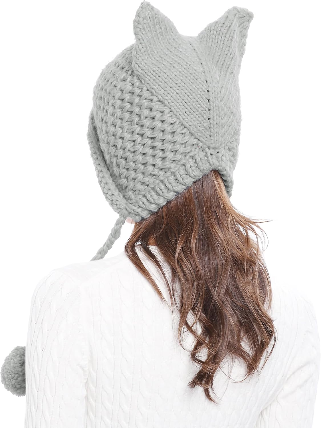 Bellady Winter Cute Cat Ears Knit Hat Ear Flap Crochet Beanie Hat