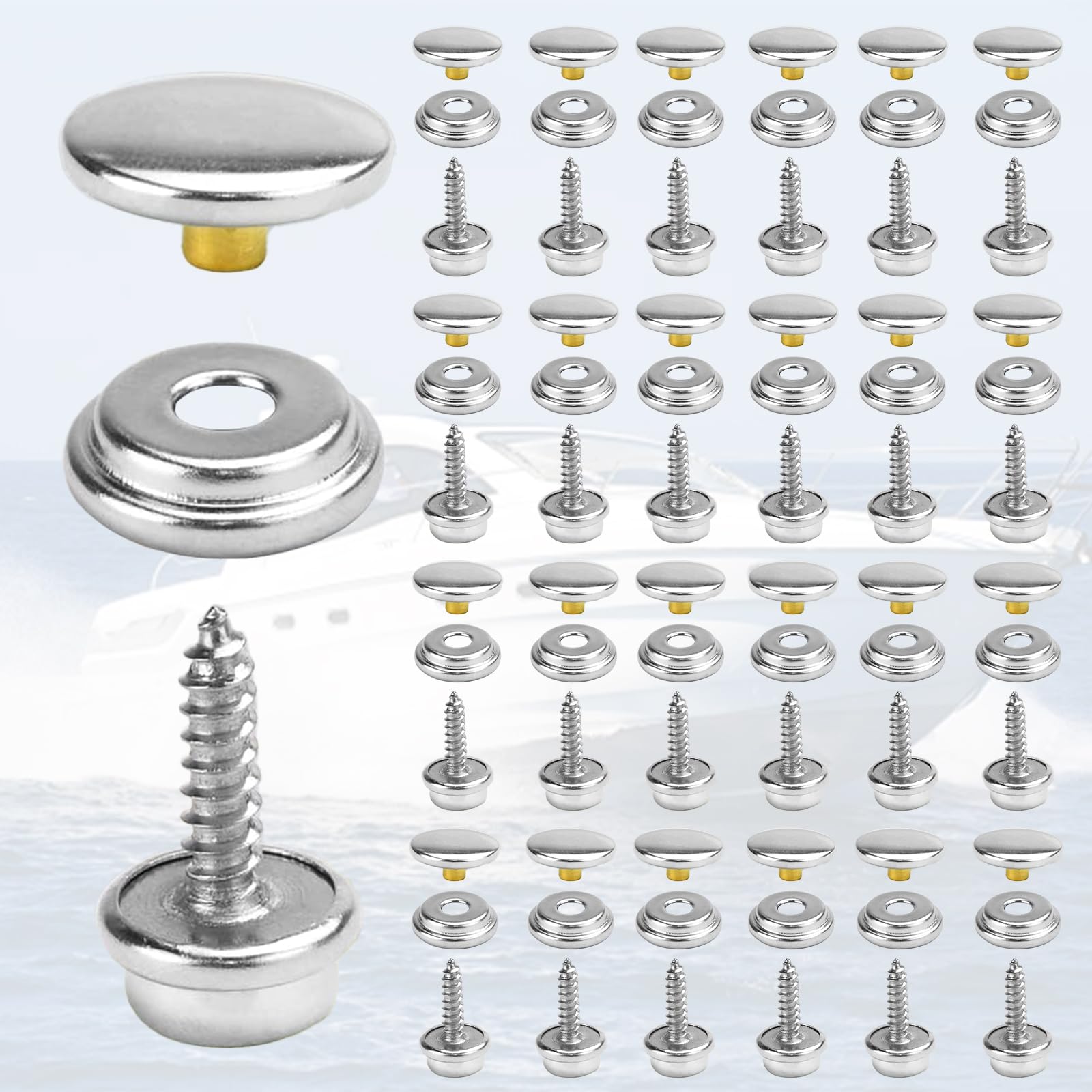 Kit Stampi per Bottoni Automatici in Acciaio Inossidabile, 4 Pezzi, Argento, per Pressa 651 633 831, 12mm 15mm 21.5mm