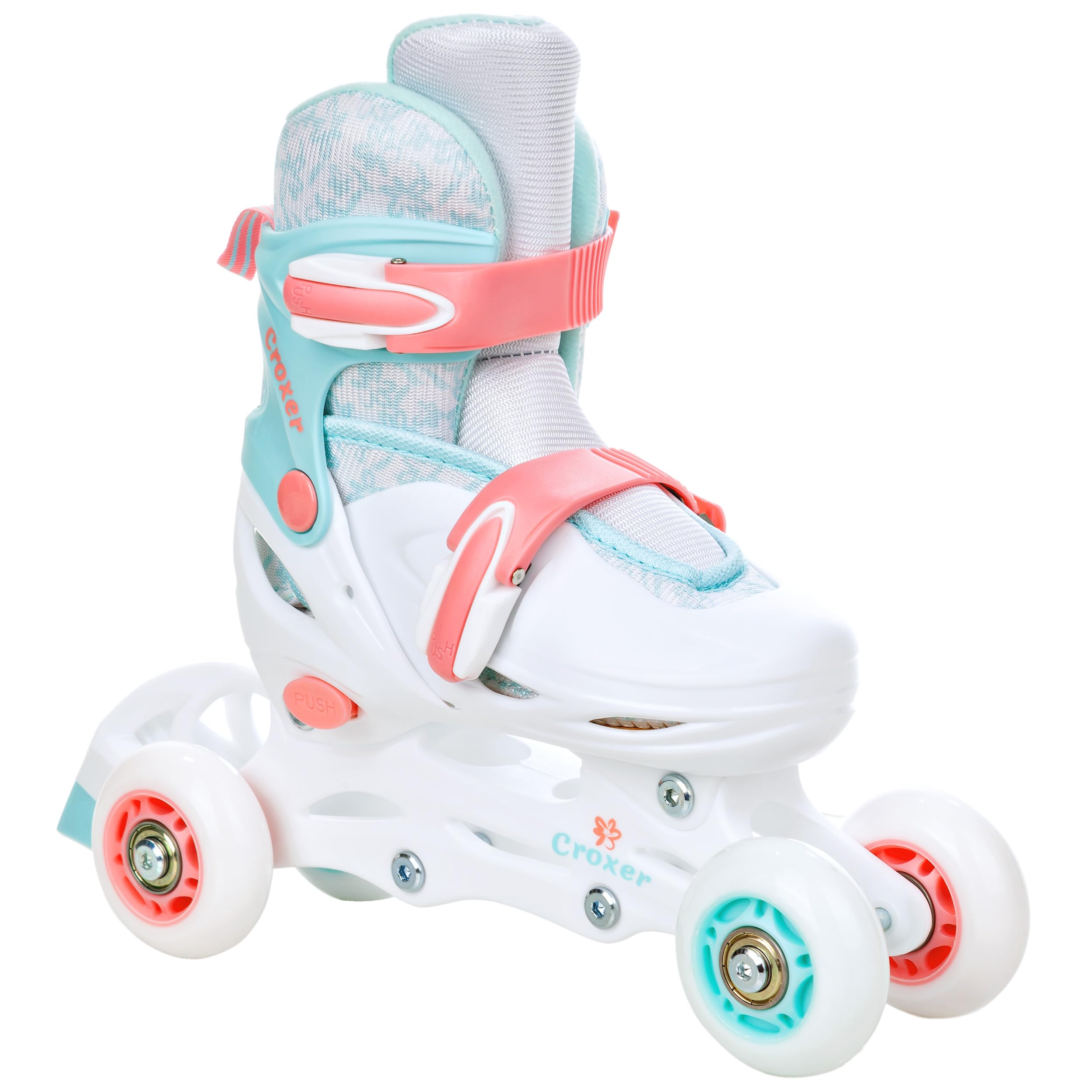 4in1 Inlineskates/Triskates/Rollschuhe/Schlittschuhe mit LED Leuchtrad verstellbar