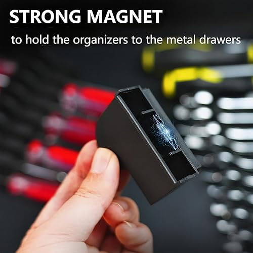 Miniatura 4 de 48 piezas de organizador magnético modular de destornilladores y organizador de llaves para cajón de herramientas y caja de herramientas. Soporte de