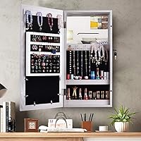 Vista 4 de Gt2-ly diseño simple PVC revestimiento de grano de madera foto almacenamiento joyería espejo gabinete, adecuado para dormitorio y sala de estar