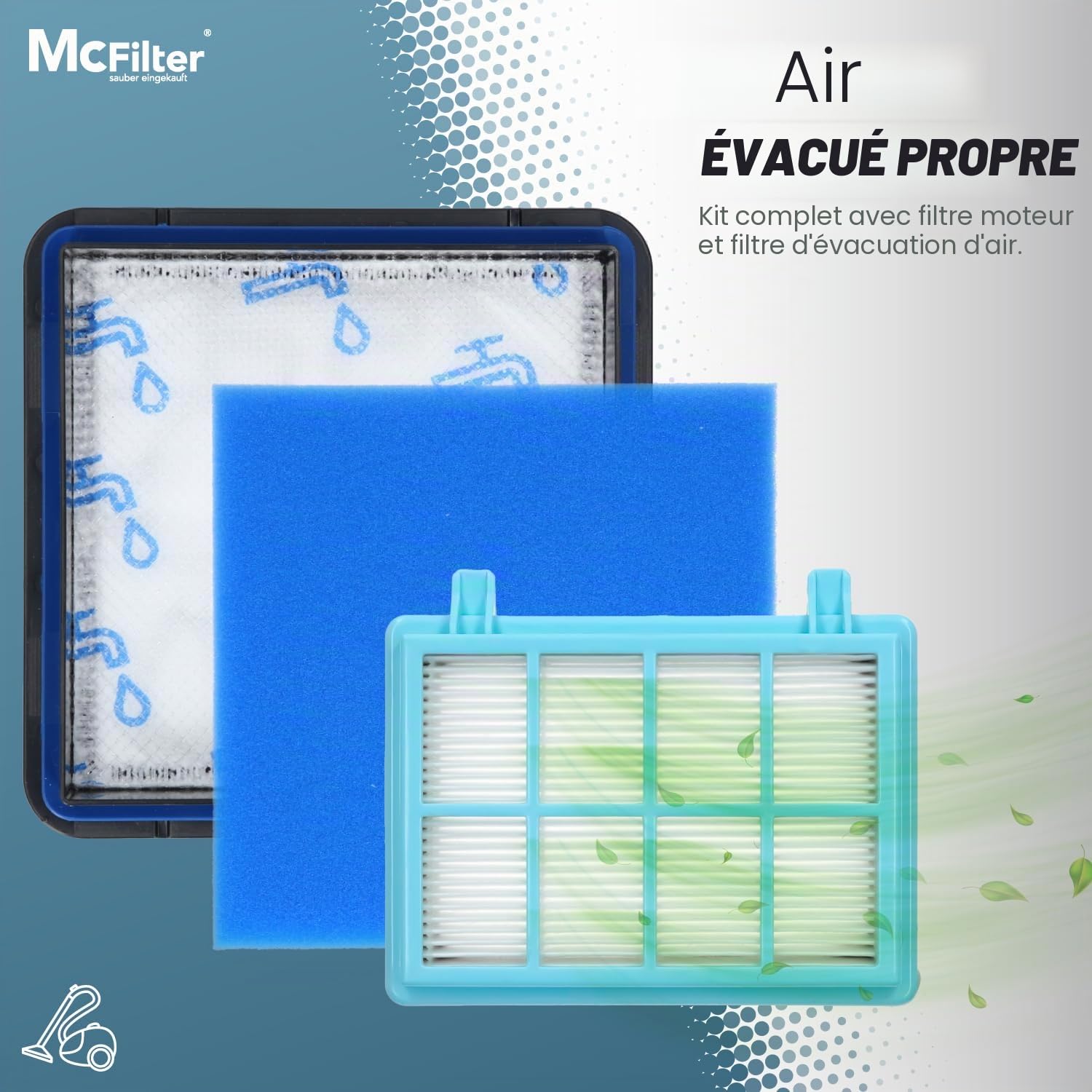 Lot de 3 filtres pour aspirateur Philips PowerPro Compact et Active - Alternative pour le kit de rechange Philips FC8010/02