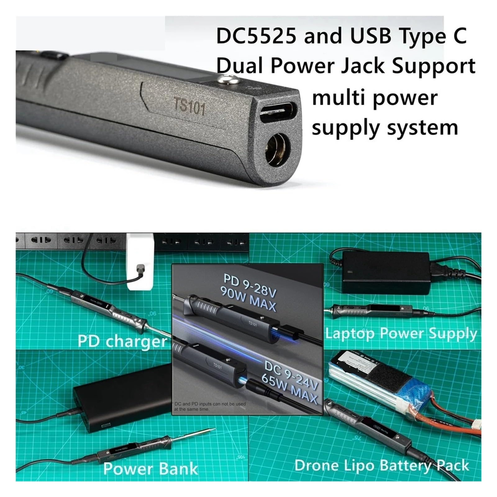 Soldador Eléctrico Con Temperatura Ajustable, Estación De Soldadura Digital Portátil USB 65 W, Mini Calentamiento Preciso(TS-I Tip)