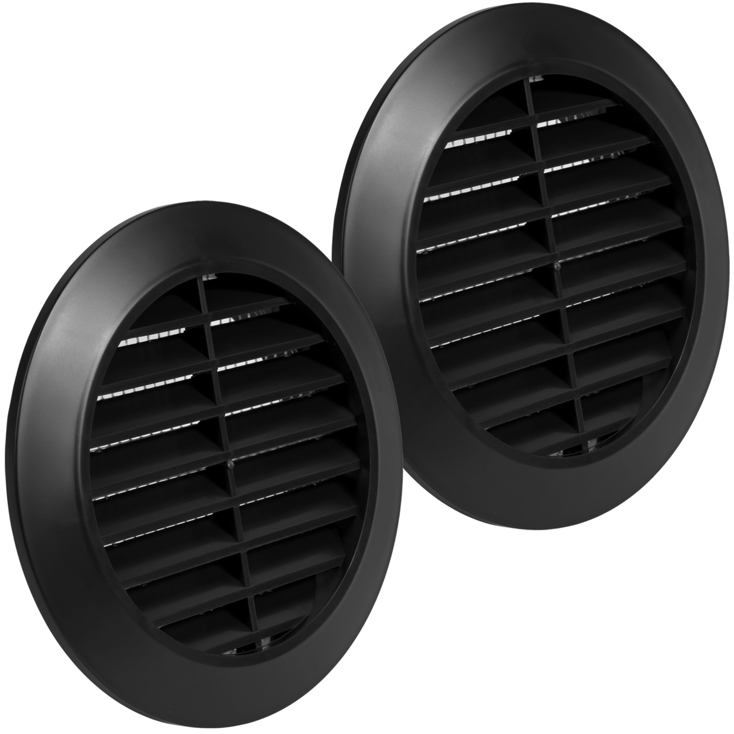 ECOPRO VENT Black 80mm Vent Cover, Plastic Air Vent Covers for Walls and Ceiling, 2-Pack, Round Lightweight Tumble Dryer Vent Cover w/Nylon Mesh Screen and One-Way Louvres, Indoor & Outdoor Use — image 1