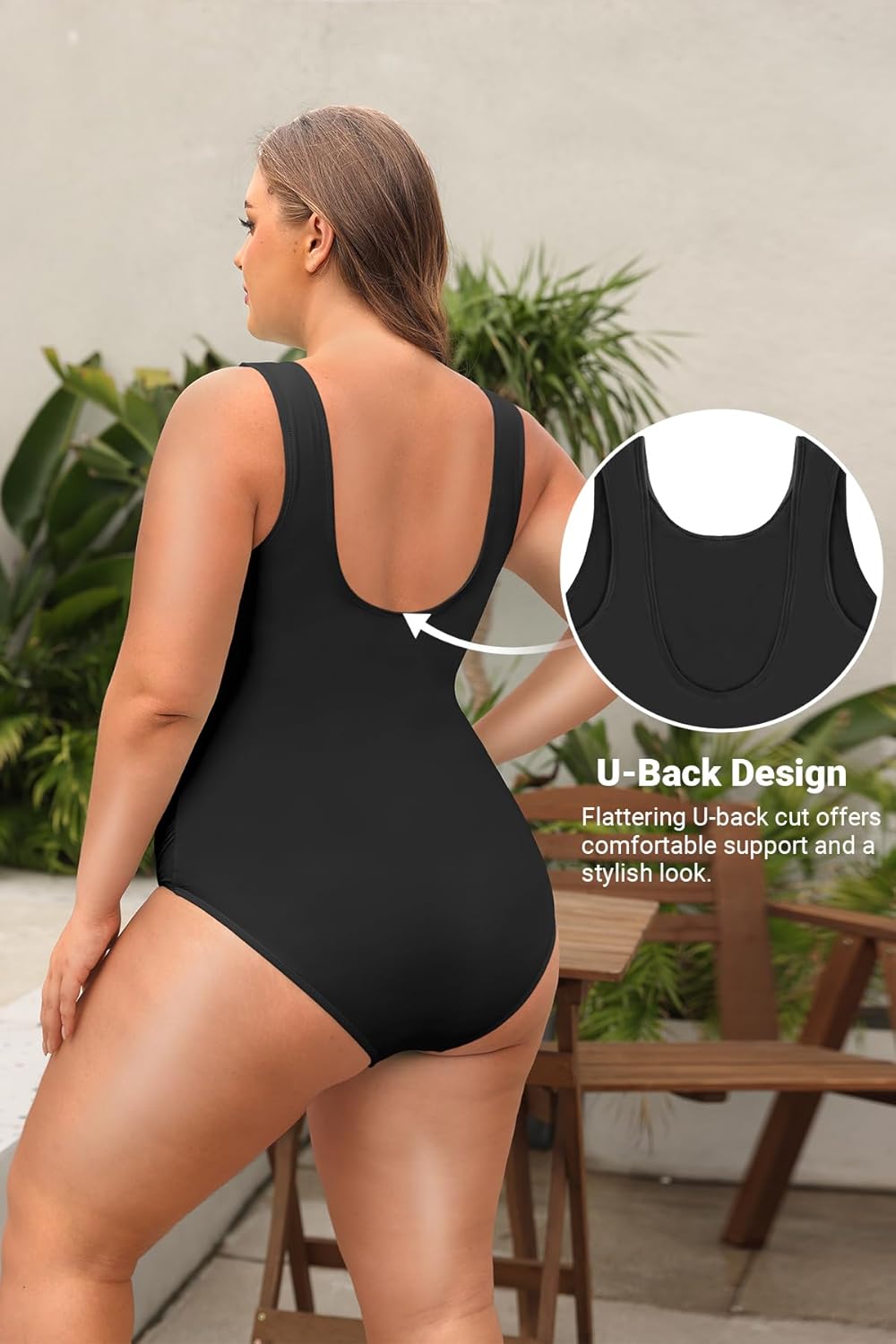 Daci Women Plus Size One Piece Swimsuit Tummy Control Athletic Bathing Suit Slimming Swimwear