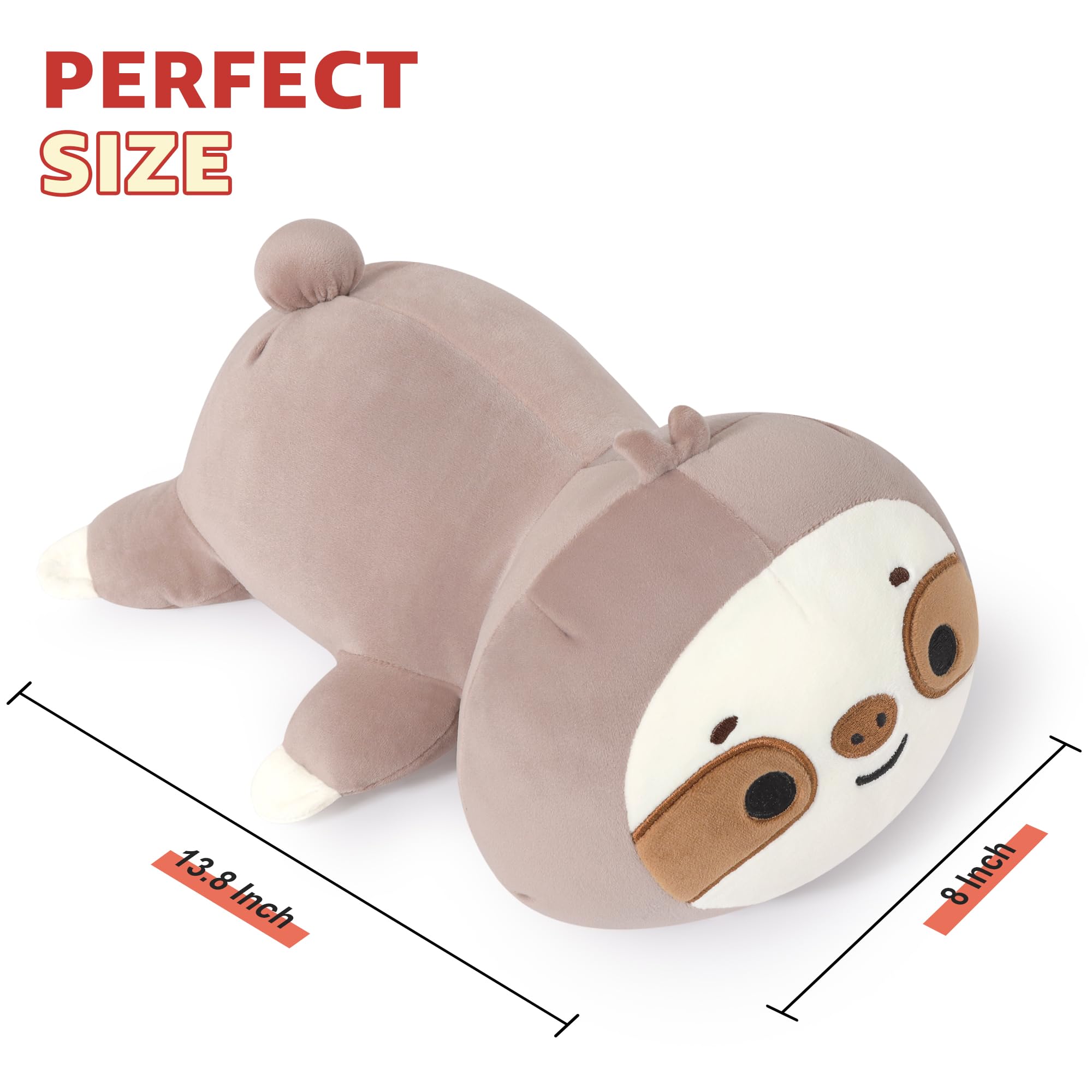 Onsoyours Original beschwertes Faultier-Plüsch, niedlich, 35,1 cm, 0,8 kg, umarmendes Faultier, weiches Sammlerstück, Plüschkissen, Spielzeug, Geschenk für Kinder und Erwachsene