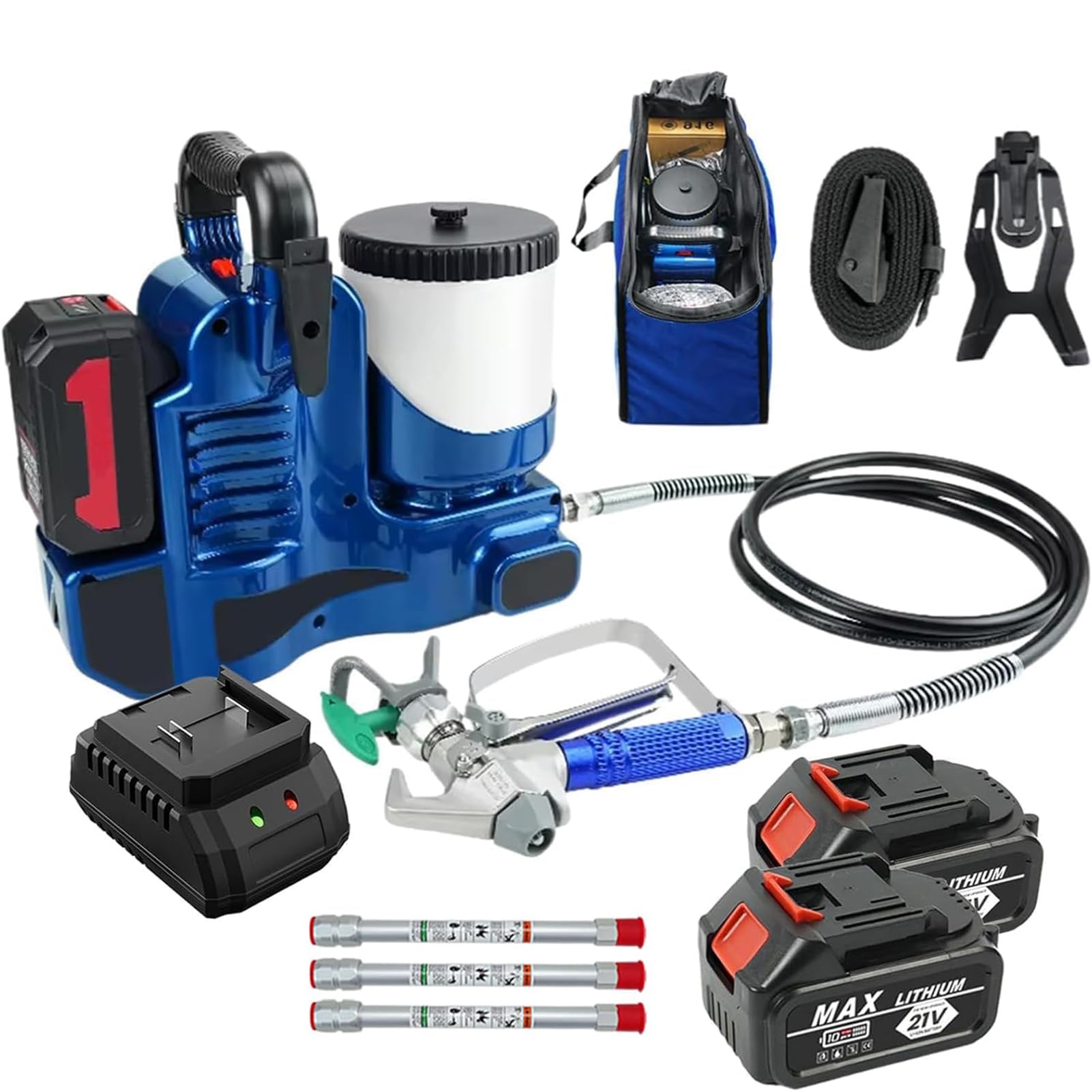 JIANGYUXINLI 650W Airless Paint Sprayer for Walls and Ceilings, 21V Lithium Battery Handheld Spray Gun with 1.2L Hopper, 514 Nozzle, 15MPa, 6 Adjustable Spray Pressure, Interior Exterior Painting