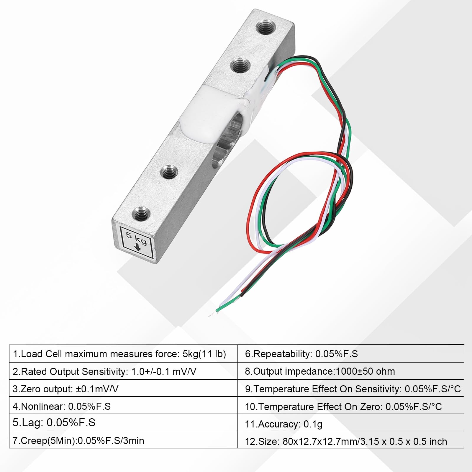 QUARKZMAN Cyfrowy czujnik wagi do ładowania 5 kg Moduł HX711 24-bitowy czujnik ważenia A/D dwukanałowy 20x33mm do DIY przenośna elektroniczna waga kuchenna zestaw
