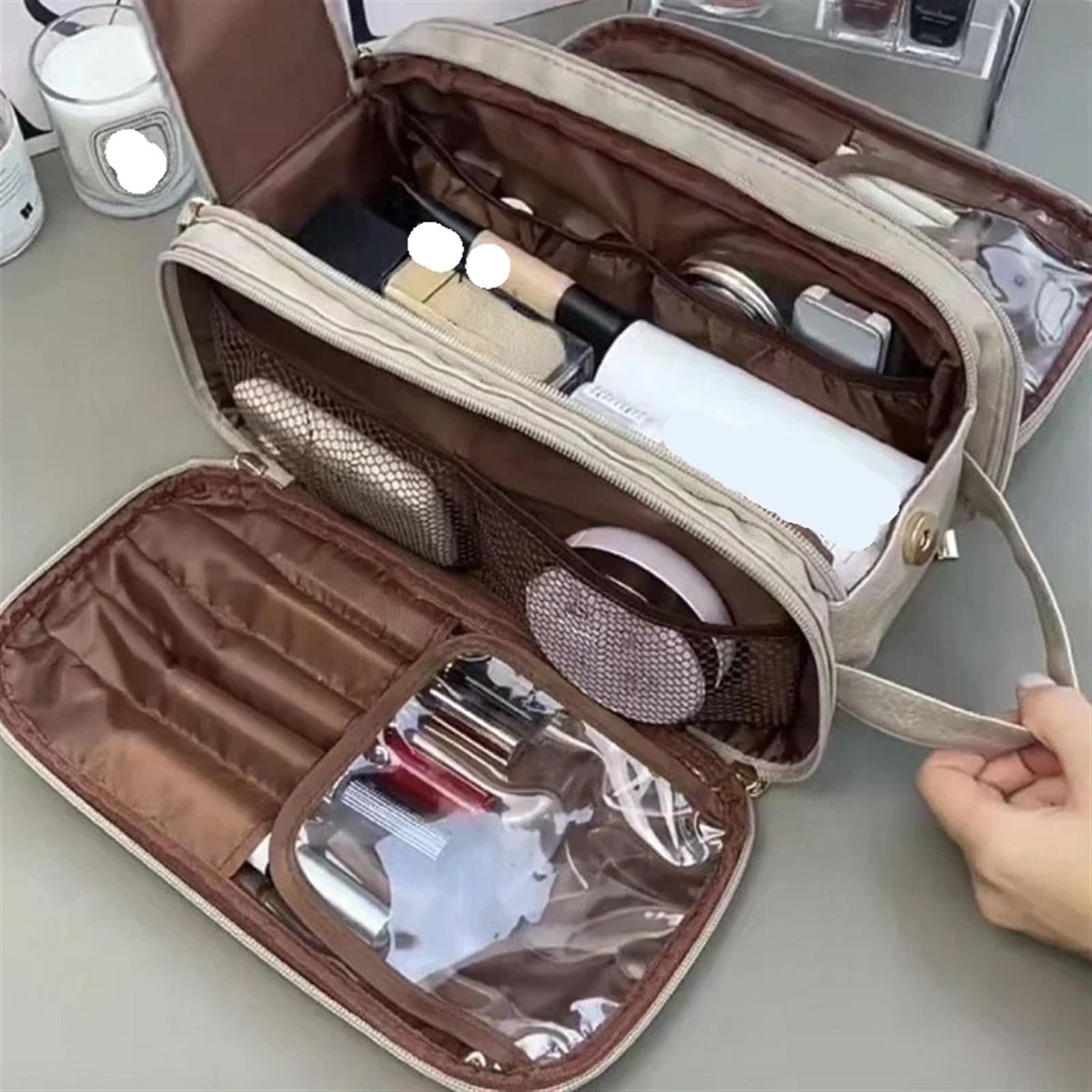 Borsa da Toilette Impermeabile Borse da viaggio Organizer for trucchi grande