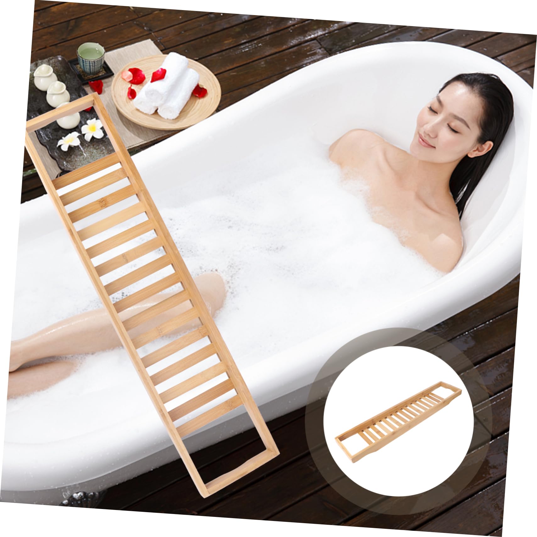 Bandeja Para Bañera Bandeja De Bañera Bambú De Madera Estante