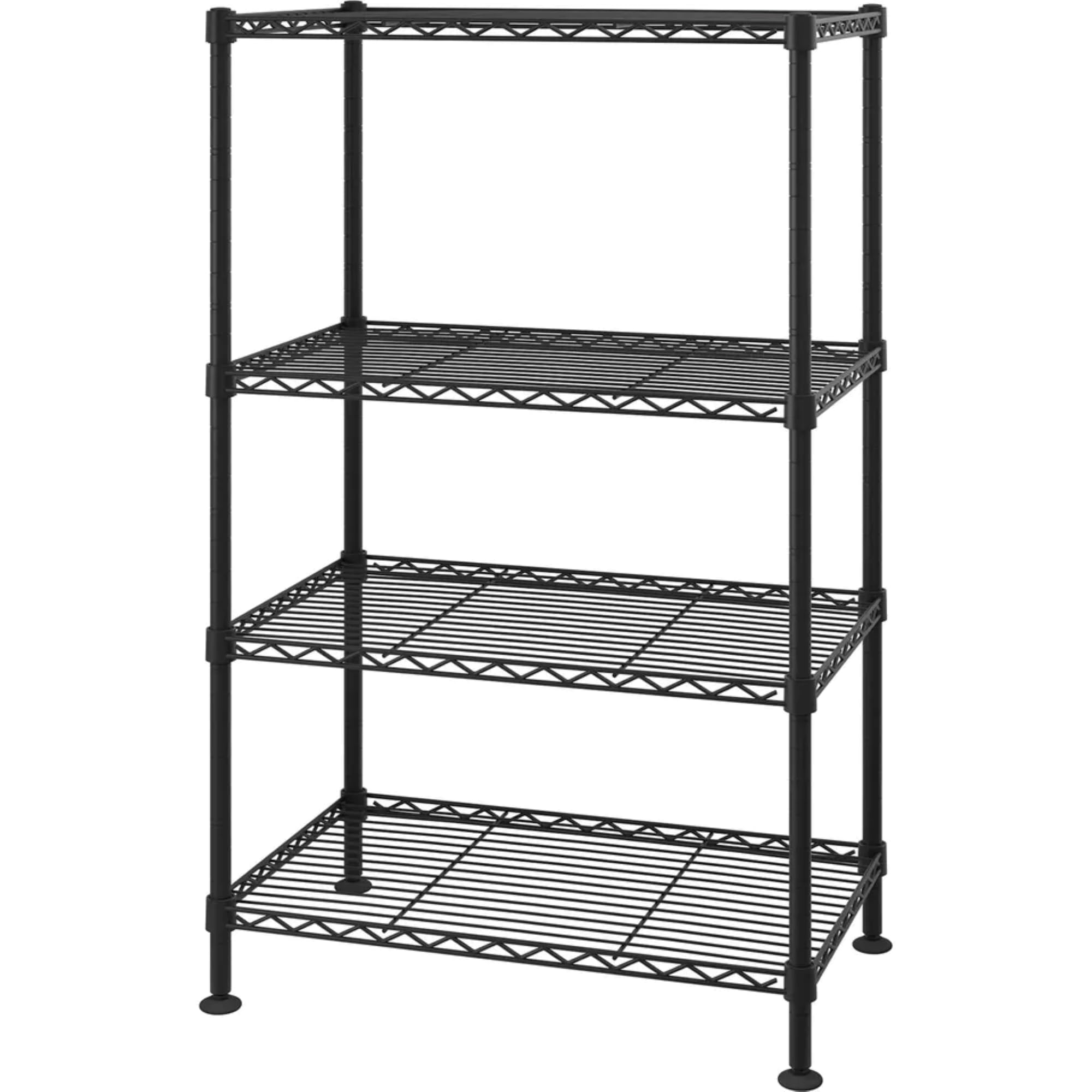 STORACK 4 Shelf Heavy Duty Height Adjustable Foldable Boltless Metal Wire Shelving Home Storage Multipurpose Rack 14" Depth X 24" Width X 48" Height Black Colour-image-46