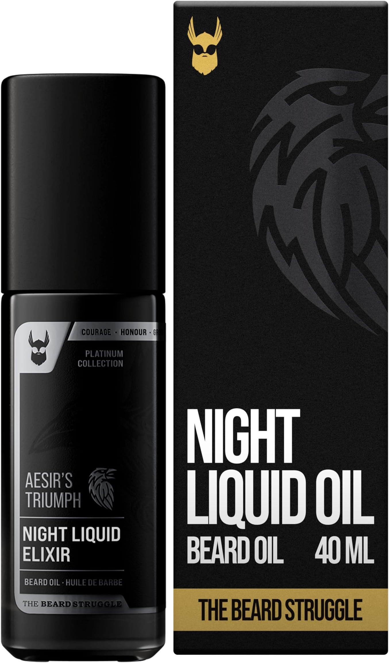 Night Liquid Elixir Beard Oil - Platinum Collection - Aesir's Triumph - Beard Oil for Men - Natural Blend for Softens, Moisturizing, & Healthier Beard Growth (30 ml)