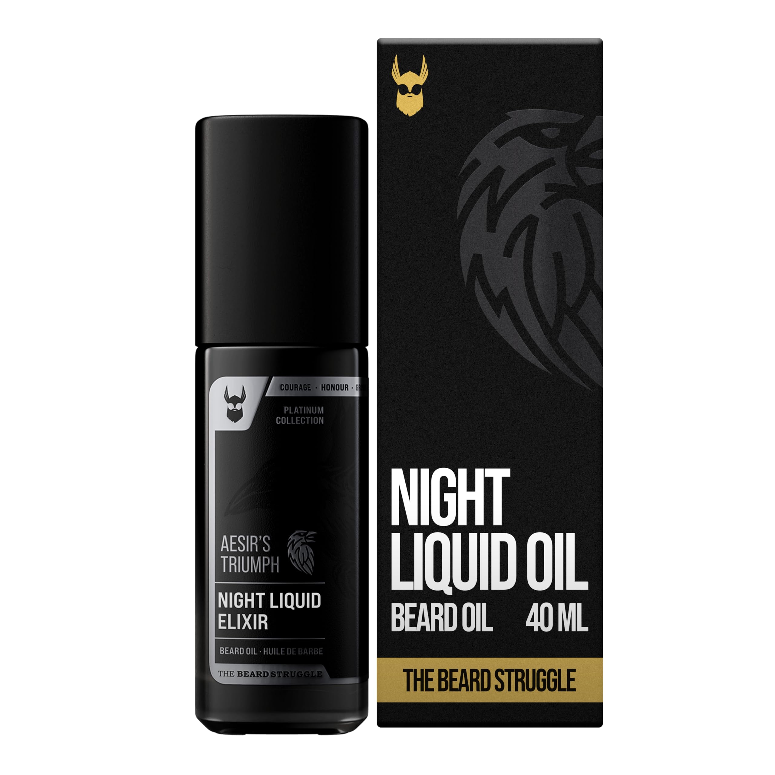 The Beard Struggle Night Liquid Elixir Beard Oil - Platinum Collection - Aesir's Triumph - Beard Oil for Men - Natural Blend for Softens, Moisturizing, & Healthier Beard Growth (30 ml)