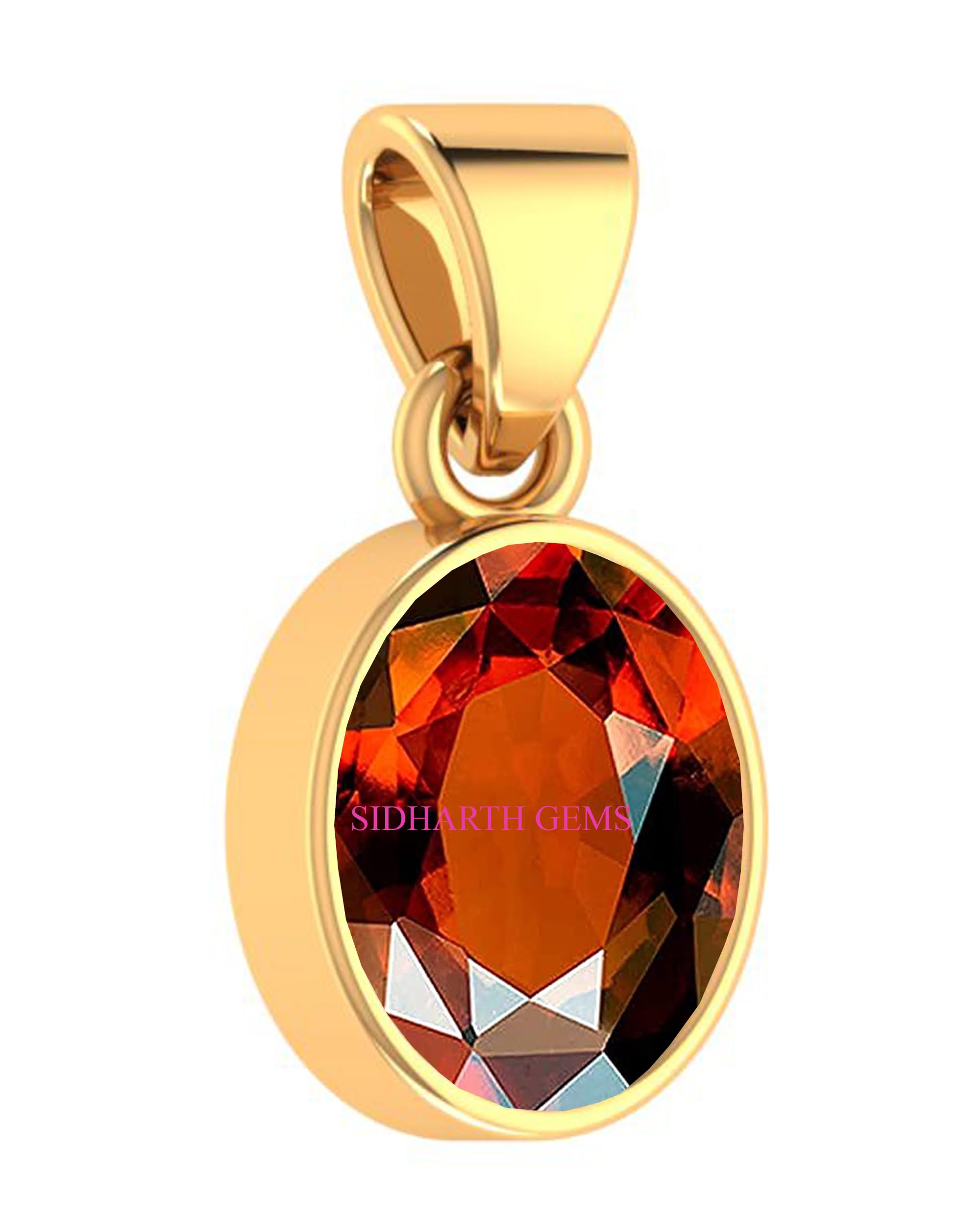 sidhgems 7.25 Ratti 6.00 Carat Hessonite Garnet Stone Ashtdhatu Gold Plated Pendant Original and Certified by GGTL Natural Gomed Gemstone Pendant Astrological Purpose-picture-12