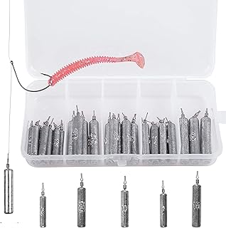 30pcs Fishing Weights Sinkers Lead Pencil Drop Shot Weights Kit Skinny Lead Drop Shot Rig Rotating Weight Fishing Tackle 5g 7g 10g 12.5g 15g