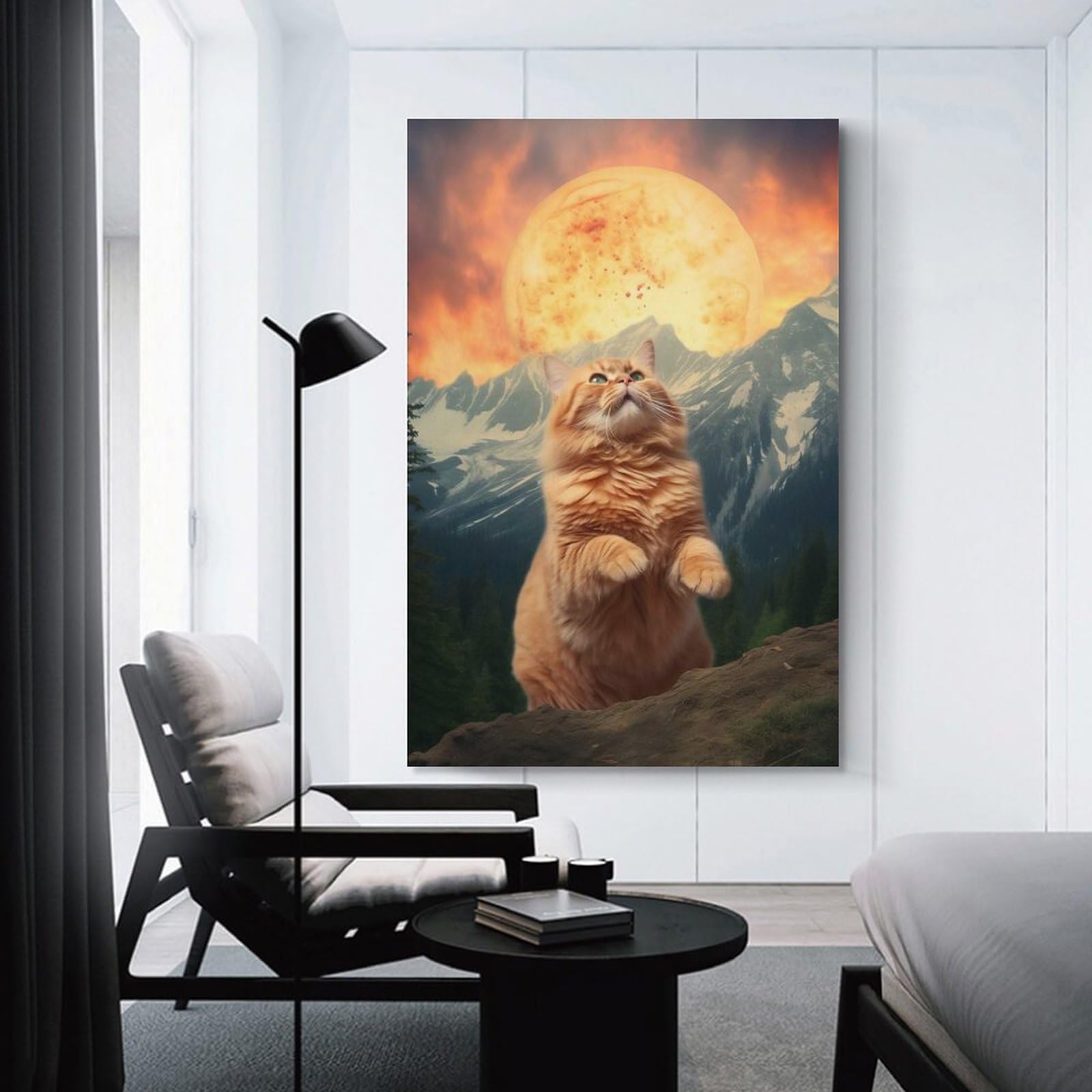 Junmoney Room Decor Wall Art Teton Cat X Pizza Sun, 08x12inch(20x30cm), for Flats, Guest Rooms Or Compact Rooms, Wall Decor with Flexible Room Appeal