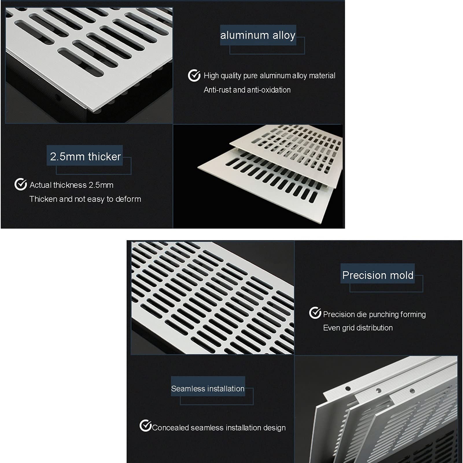 Sisinkal Lüftungsschlitz-Abdeckung - Aluminium Lüftungsgitter Für Schränke