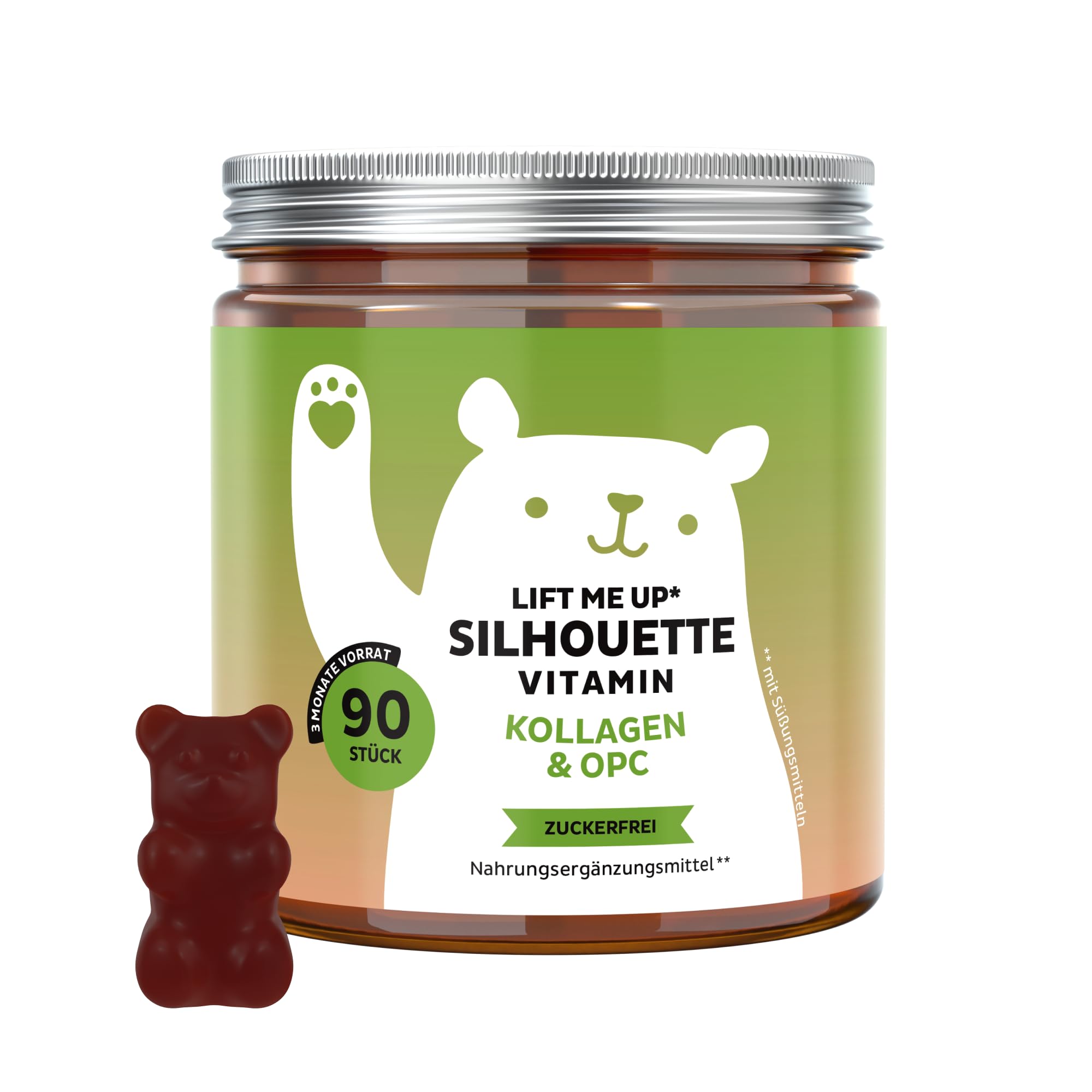 Lift Me Up Silhouette Vitamin - mit Kollagen & OPC, Vitamin C, E - 90 Stück (3 monate) - Zuckerfrei - Bears with Benefits