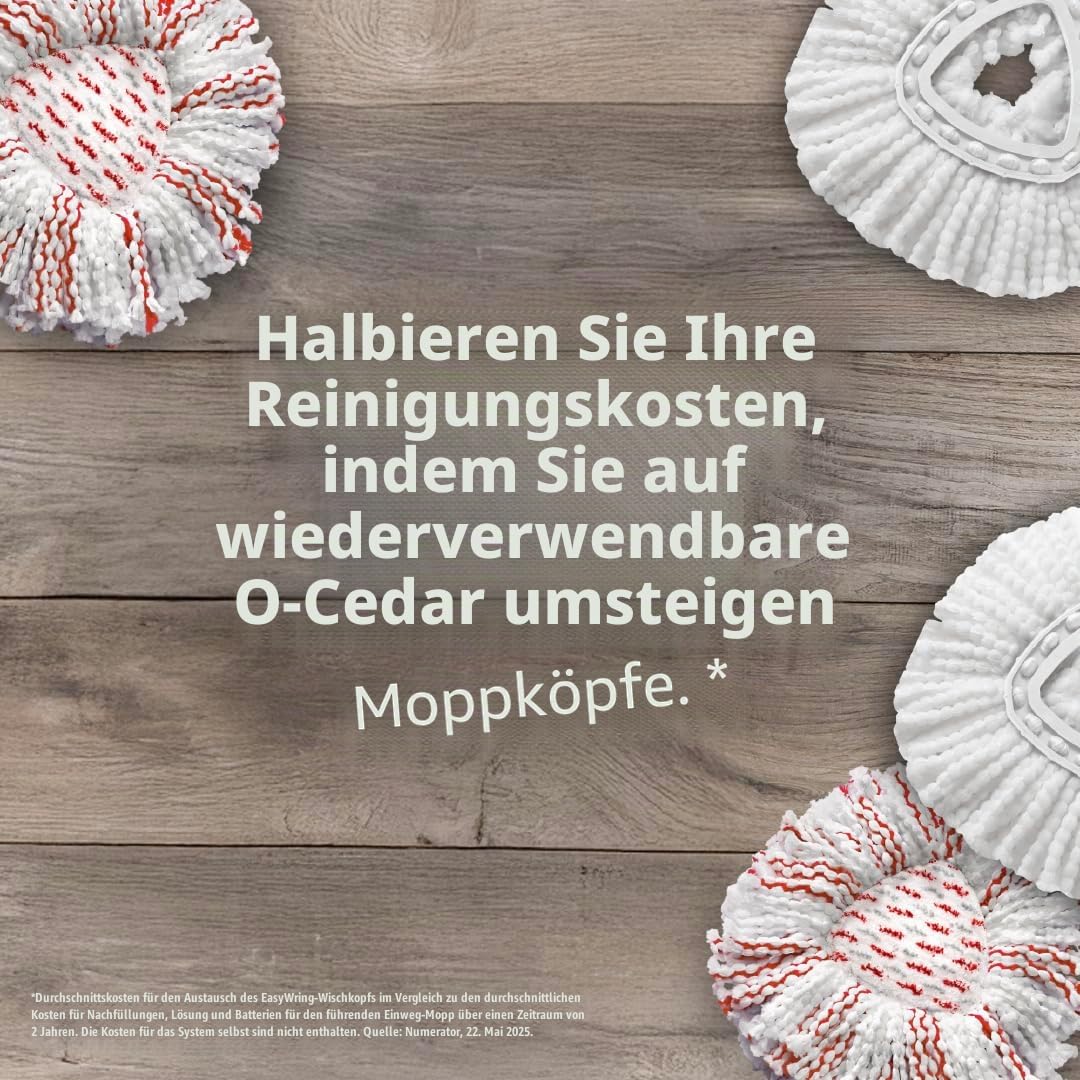 O-Cedar Mop und Eimer Frustfreie Verpackung Microfiber Floor Cleaning System Spin Mop and Bucket with 4 Extra Refills