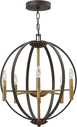 Hinkley Euclid Transitional Six Light Orb Chandelier, Spanish Bronze