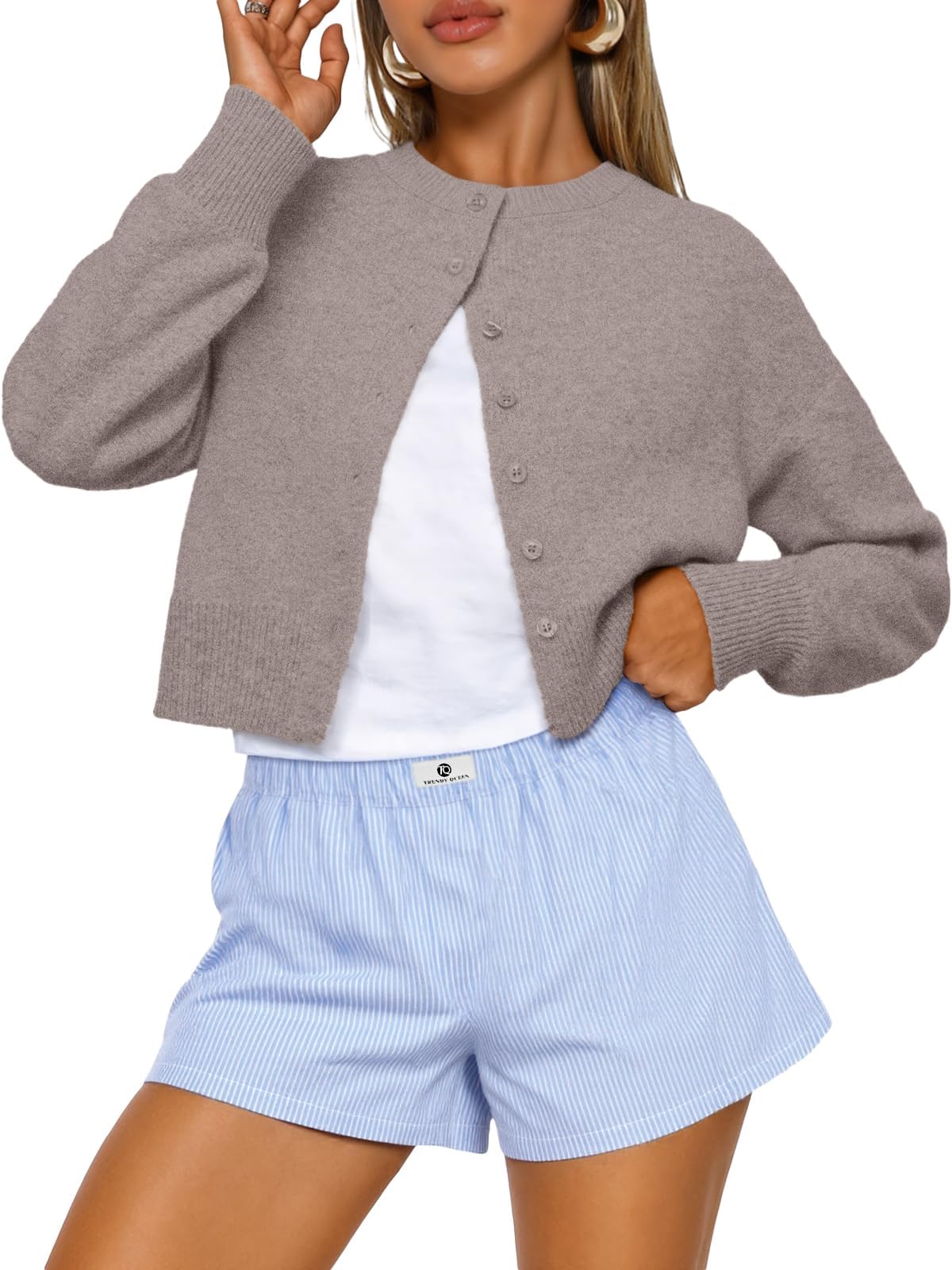 Trendy Queen Cropped Cardigan Sweaters for Women Lightweight Y2k Fall Outfits Spring Fashion Clothes 2026