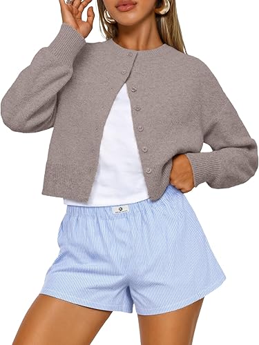 Trendy Queen Cropped Cardigan Sweaters for Women Lightweight Y2k Fall