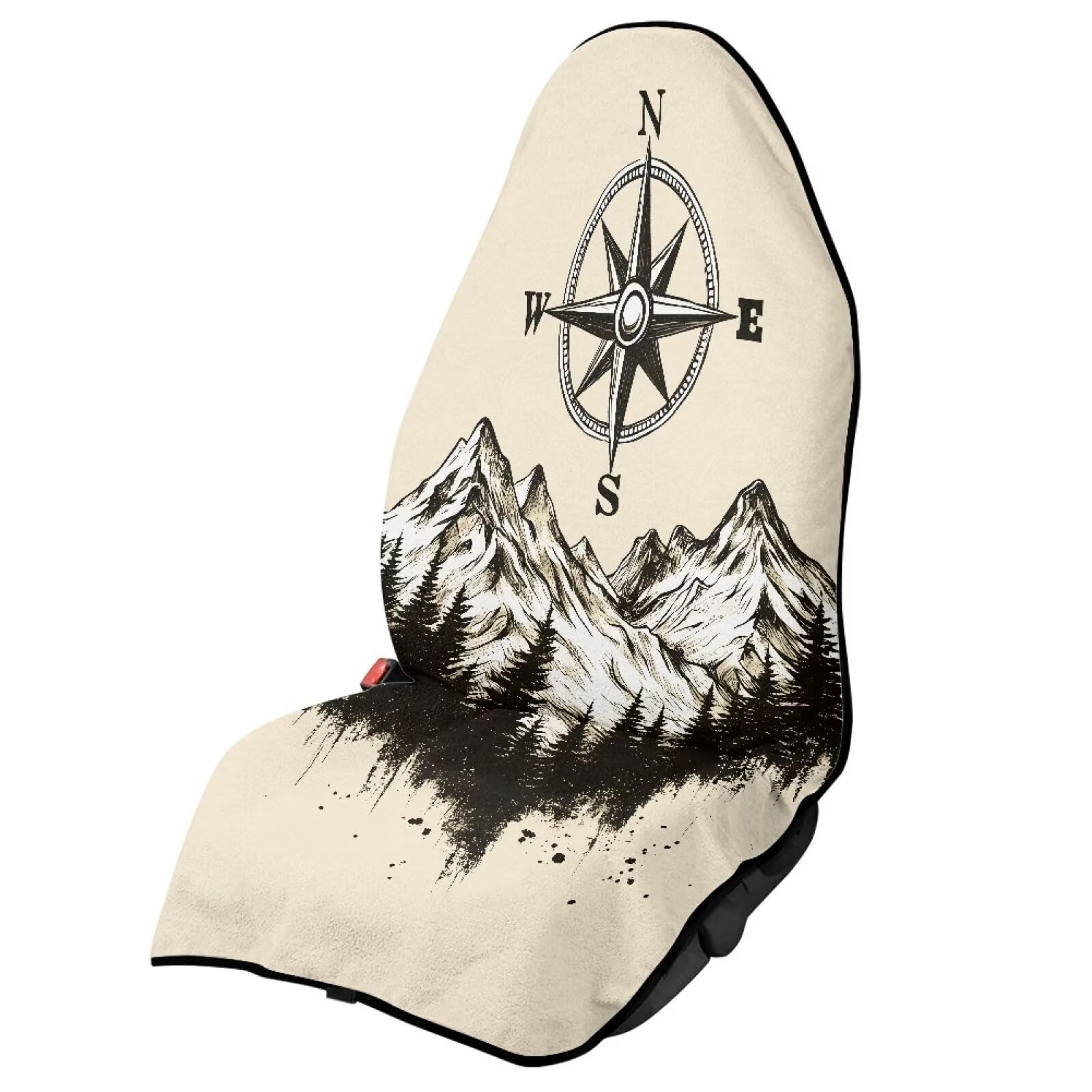 Compass Forest Car Seat Towel Cover Front Car Seat Covers Universal Front Seat Cover Waterproof Soft Auto Seat Covers Anti-Slip Universal Fit for Auto Truck Van SUV