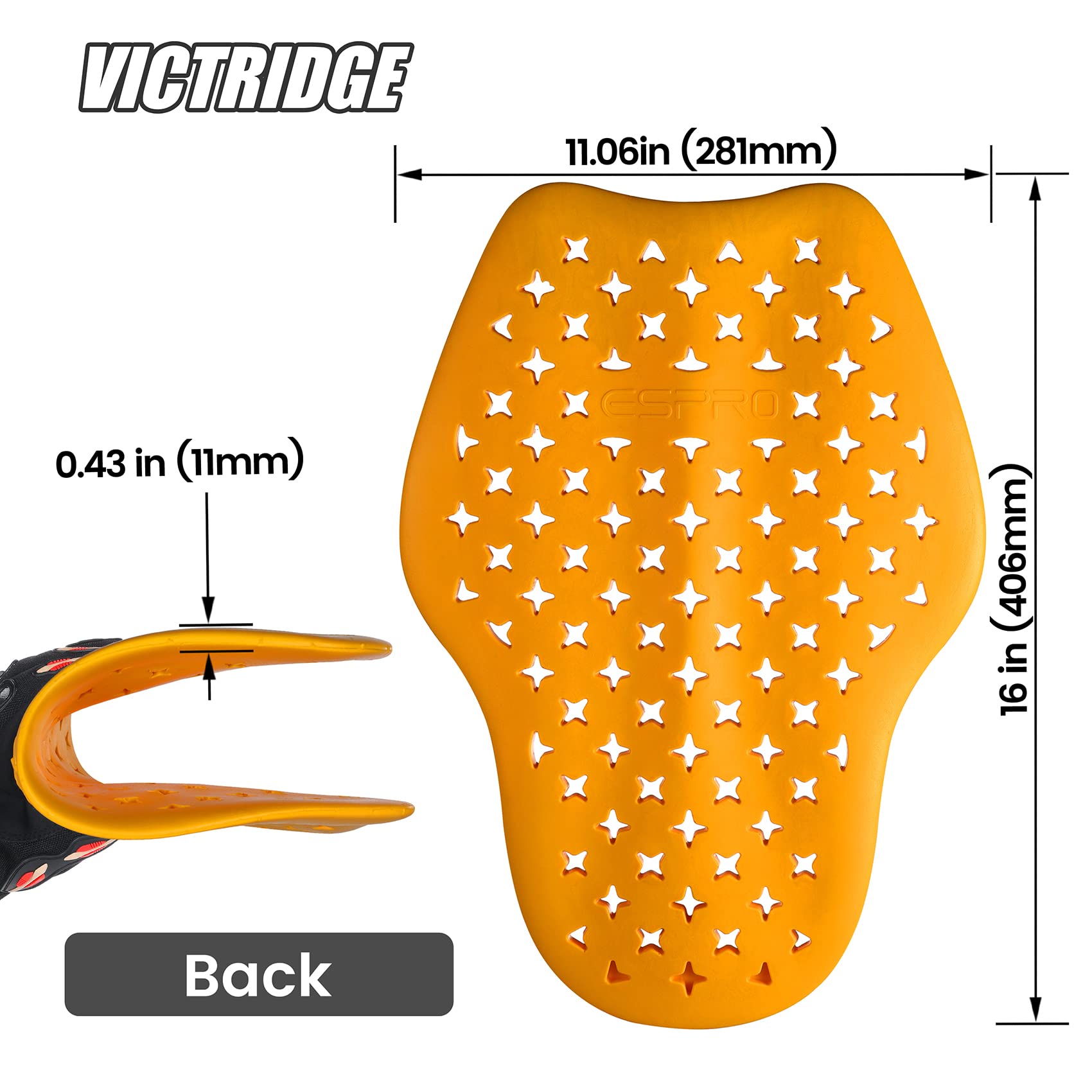 Protection dorsale de moto - Résistance aux basses températures -30 ℃ - Coussinets d'insertion CE Armor (jaune - BACK JAUNE)