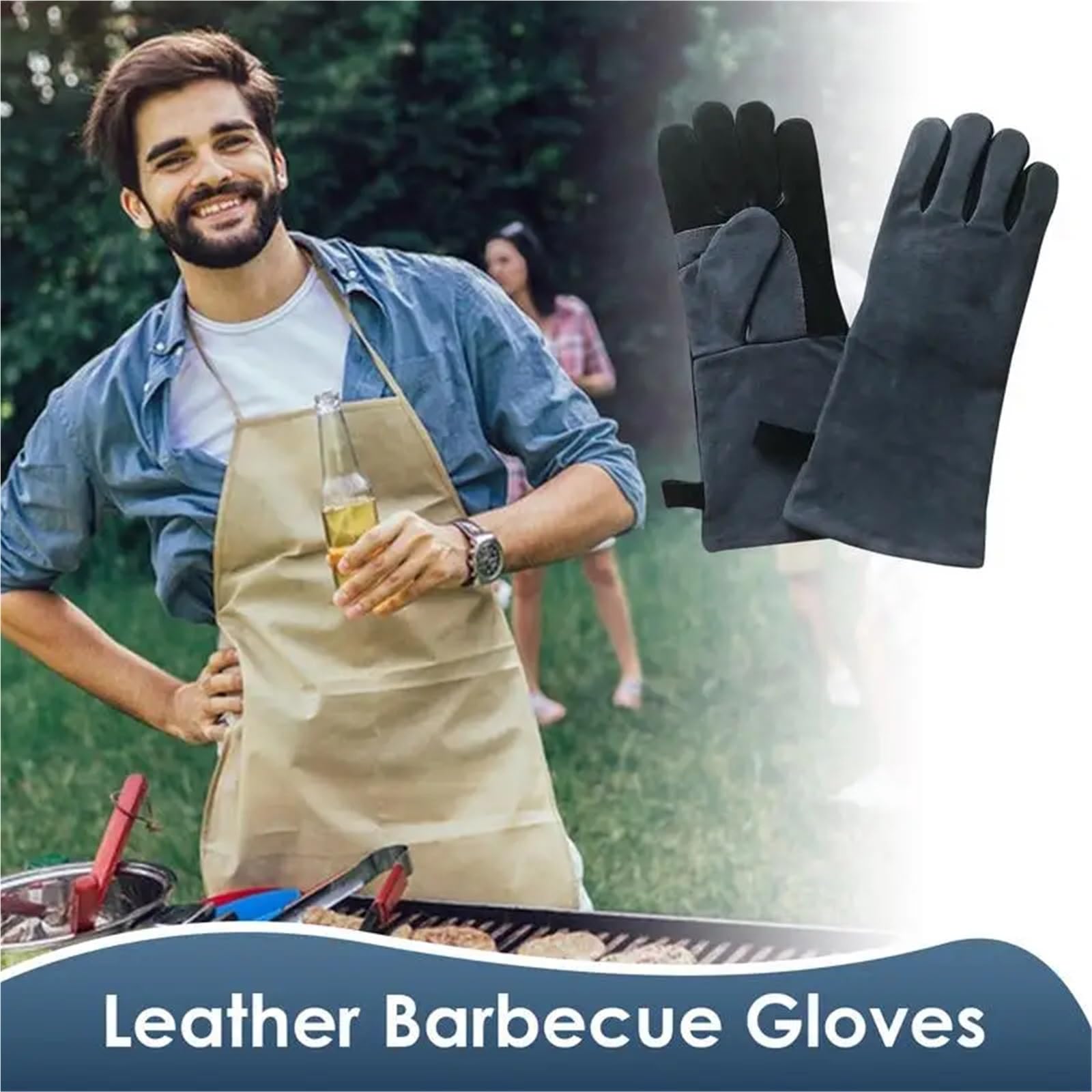 Mitaines De Four Gants de Cuisine isolés en Cuir, Gants Barbecue, Four à Micro-Ondes résistants la température, ignifuges antidérapants