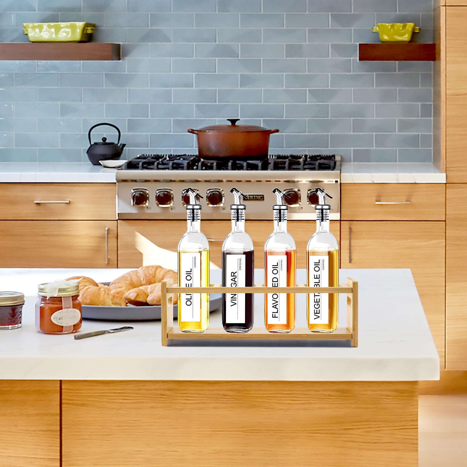 SHIDOW Organiseur à épices En Bambou, étagère En Verre Pour