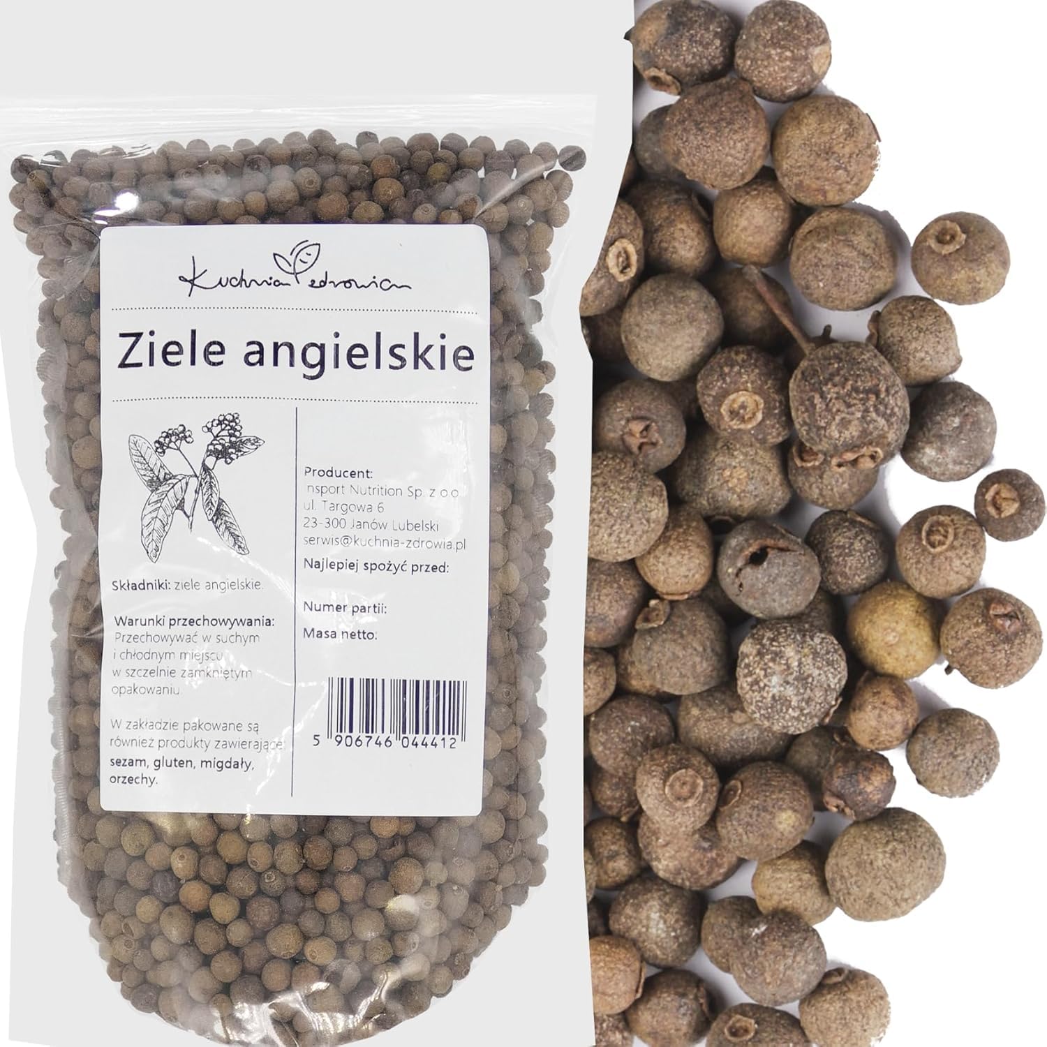 Kuchnia Zdrowia - Piment de la Jamaïque - Aromatique - Naturel - Sans Additifs - Vegan - Emballage anti-fuite avec fermeture éclair - Doypack: (200, Grammes)