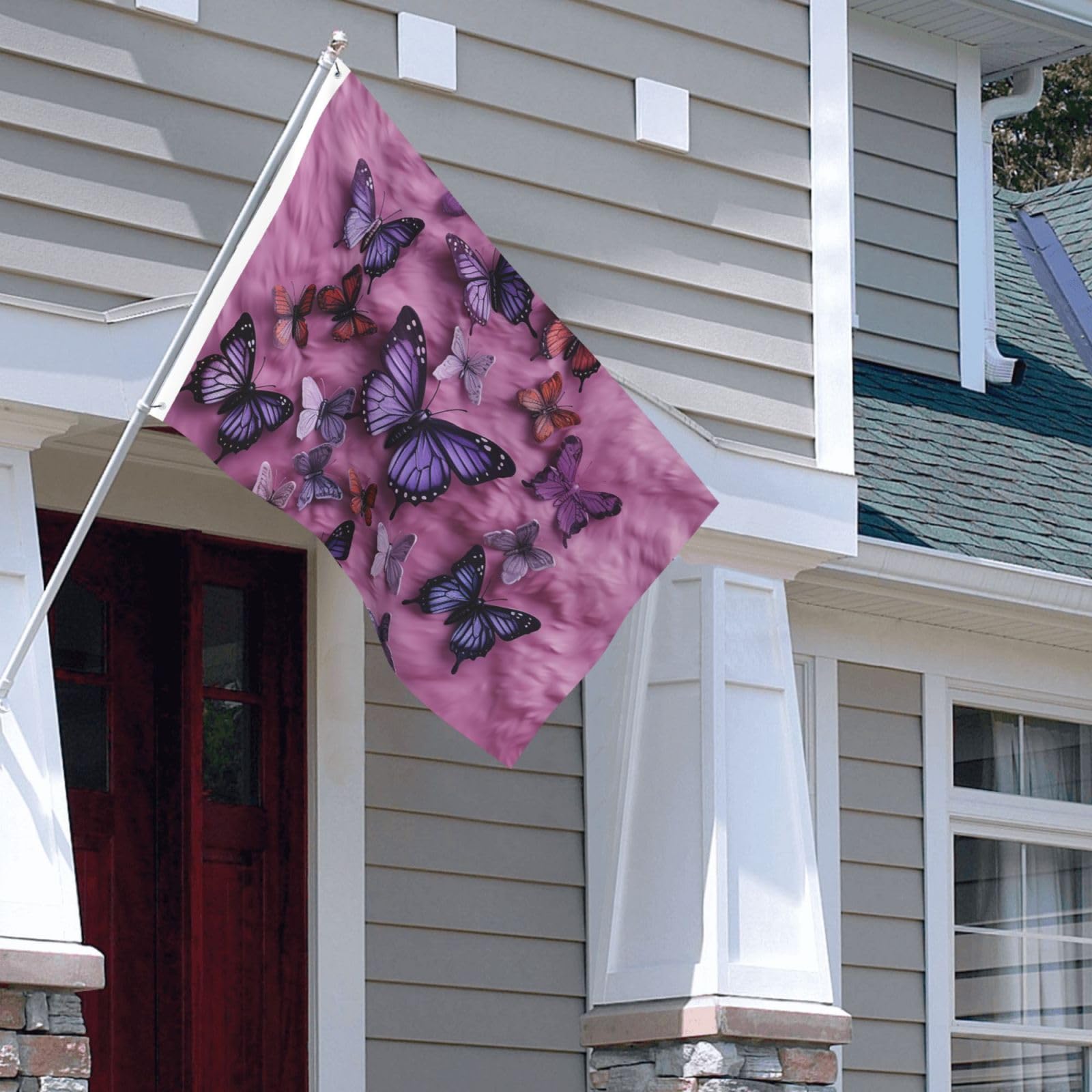 Drapeau pour extérieur 1,2x1,8 m à papillons robuste avec œillets - 8