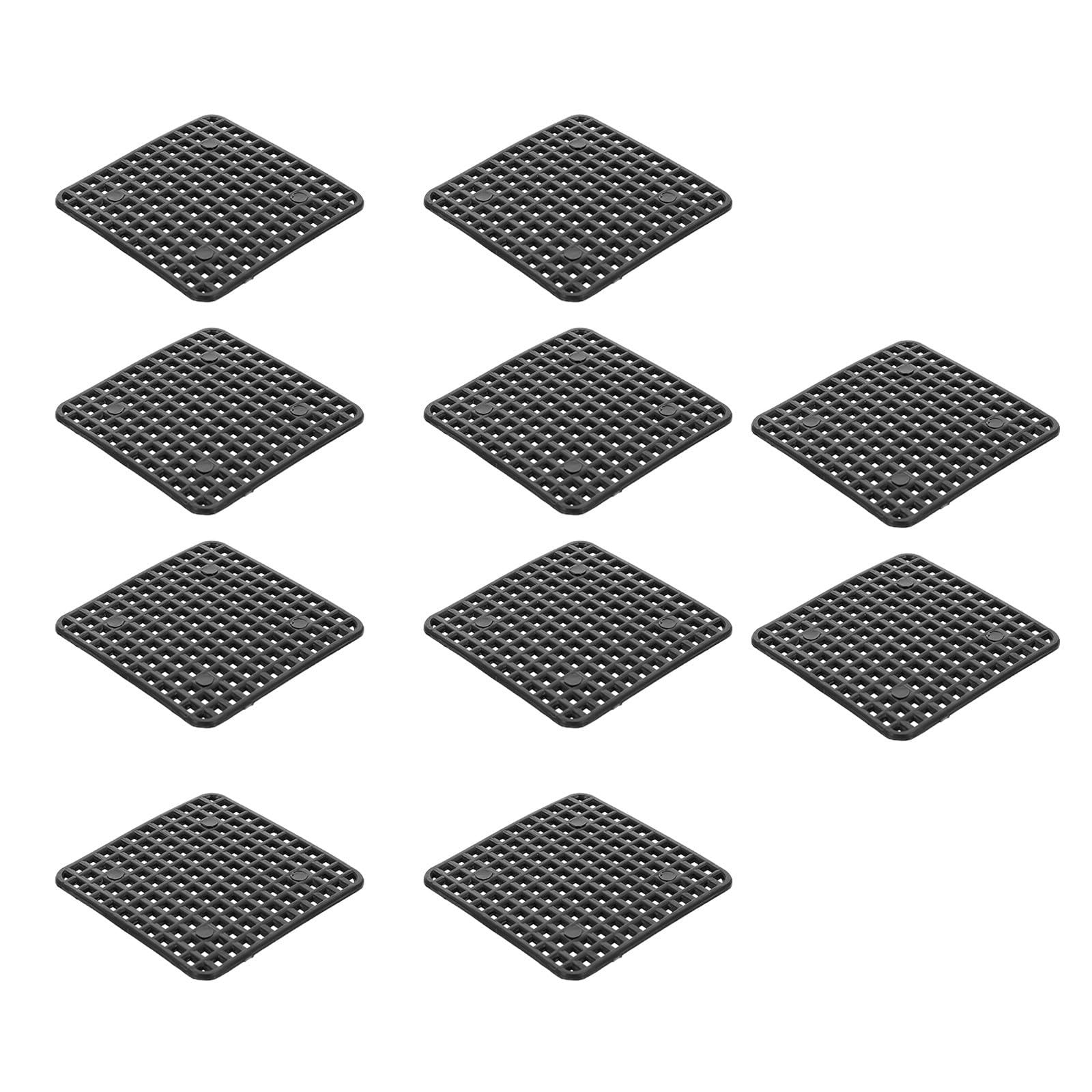 INOOMP 30pcs Black Plastic Square Flower Pot Drainage Gaskets with Good Drainage and Minimize Soil Migration, Garden Mesh Pads for Plants and Flowerpots, for Planter Base Protection