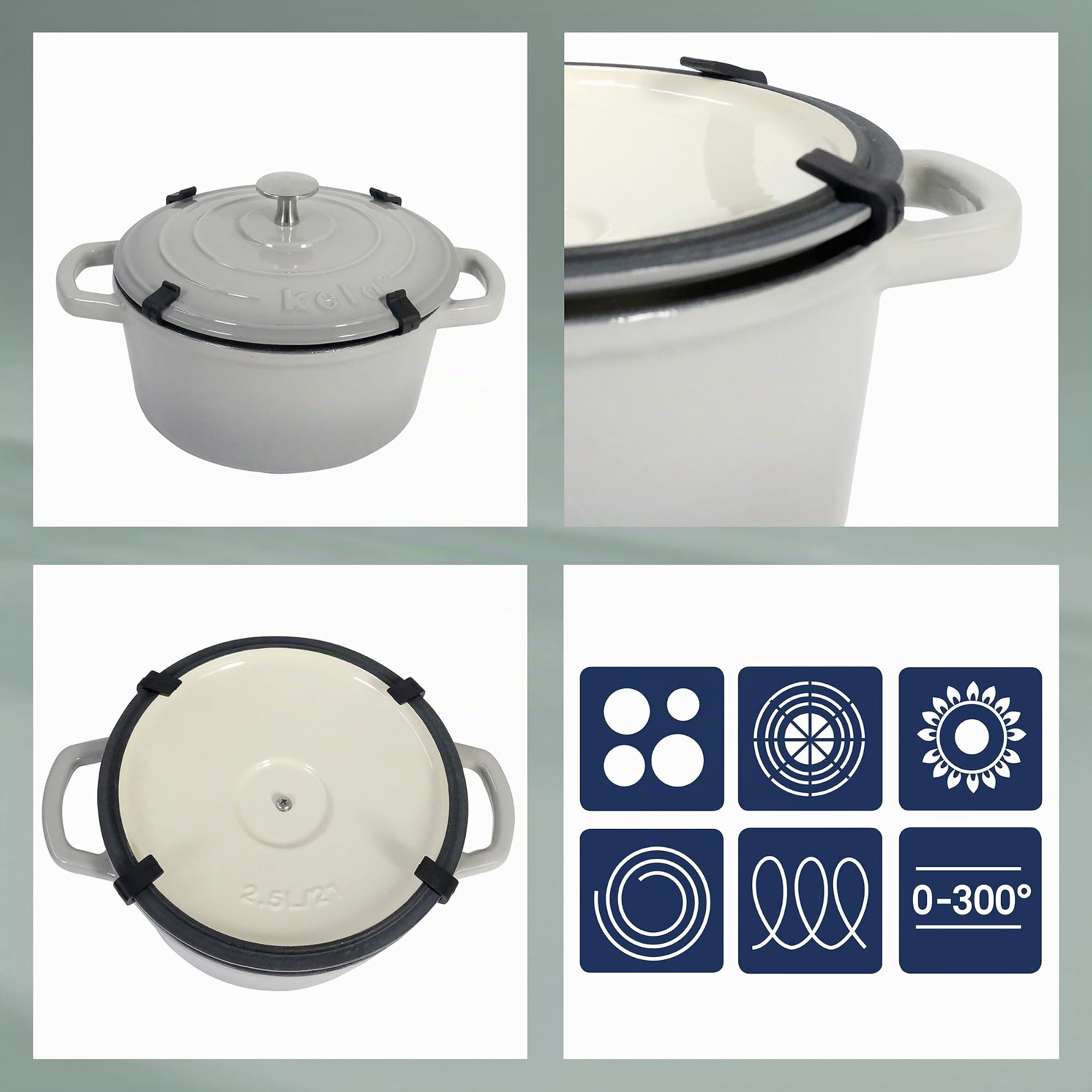 kela Cocotte en fonte ronde 3,8 litres, Dutch Oven CALIDO, Cuve en fonte à induction avec couvercle, émaillée, rouge