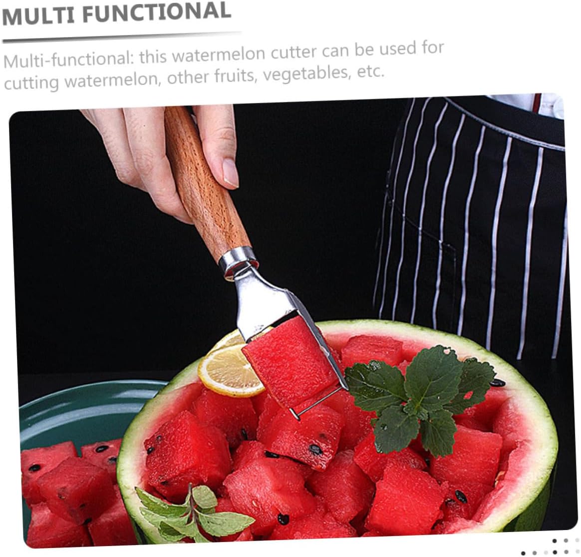 Handheld Stainless Steel Watermelon Cutter for Cubes and Fruits