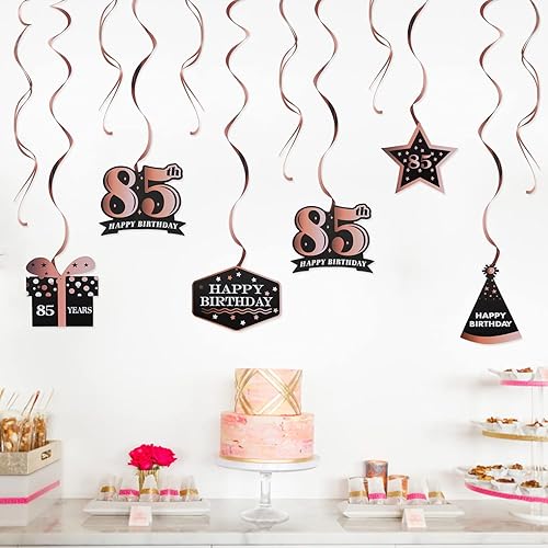 Miniatura 536 de LINGTEER Happy 65th Birthday Decorations Set - 12Pcs Black & Gold Swirls Streamer,Happy Birthday Bunting Banner,Cheers to 65 Years Old Bday Party
