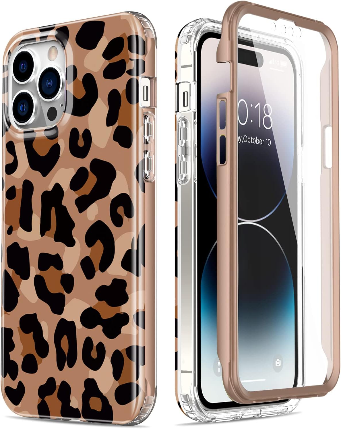 Esdot for iPhone 14 Case with Built-in Screen Protector,Military Grade Rugged Cover with Fashionable Designs for Women Girls,Protective Phone Case 6.1" Beautiful Cheetah