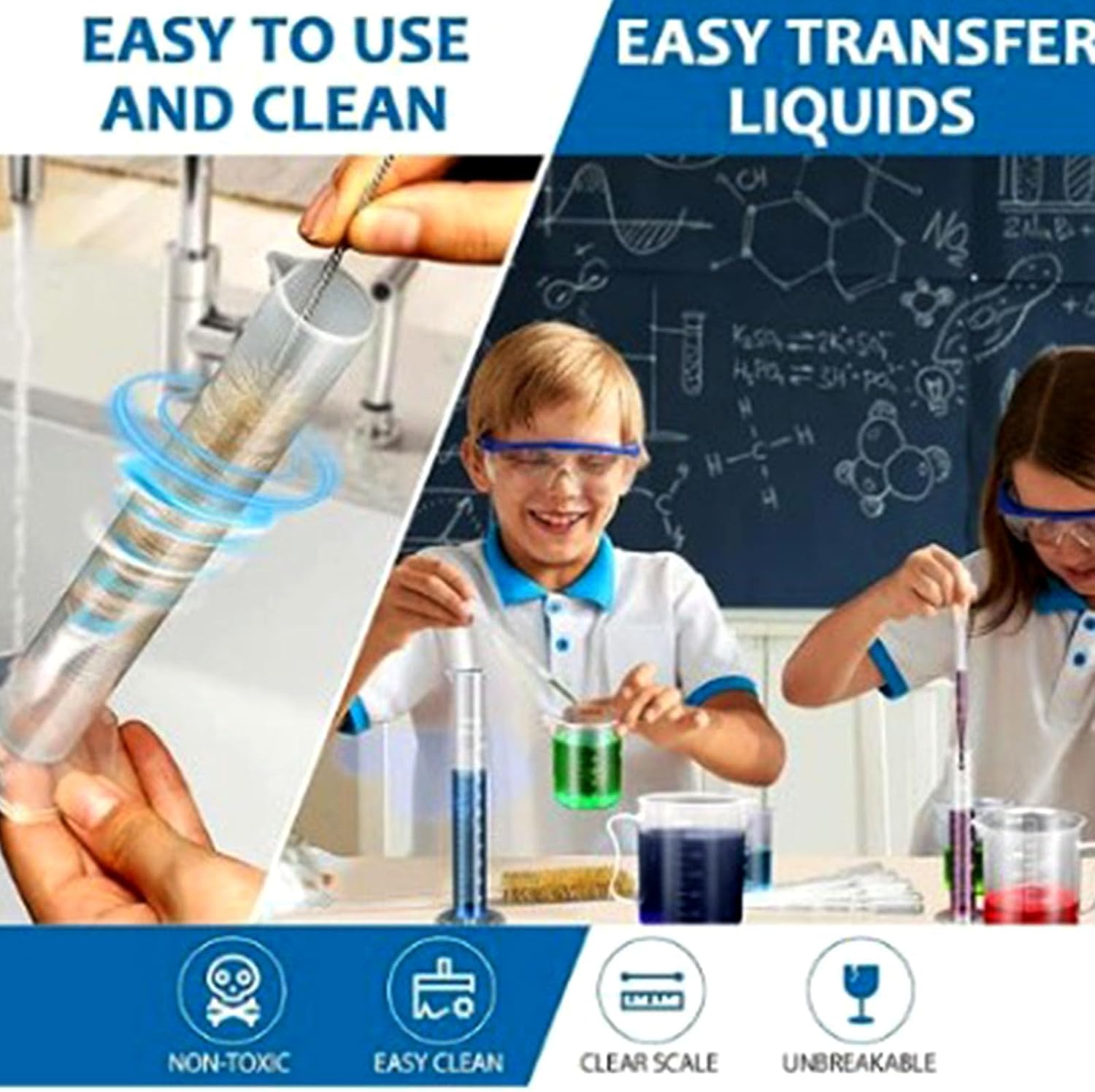 11Pcs Graduated Cylinders Beakers And Pipettes Set For School Science Labs Cylinders Beakers Pipettes Set With Brush