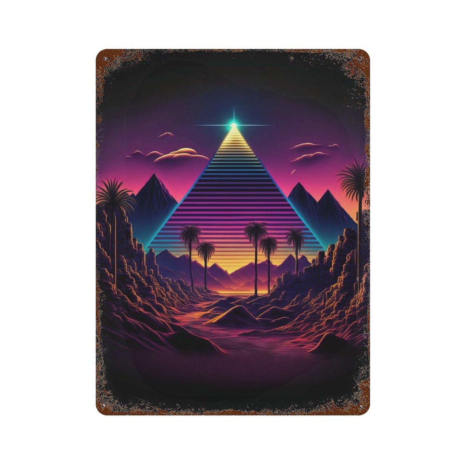 A Retrowave Pyramid 15.7"x11.8" Vintage Rust Metal Sign, Classic Wall Plaque for Pub, Kitchen And Man Cave Decor