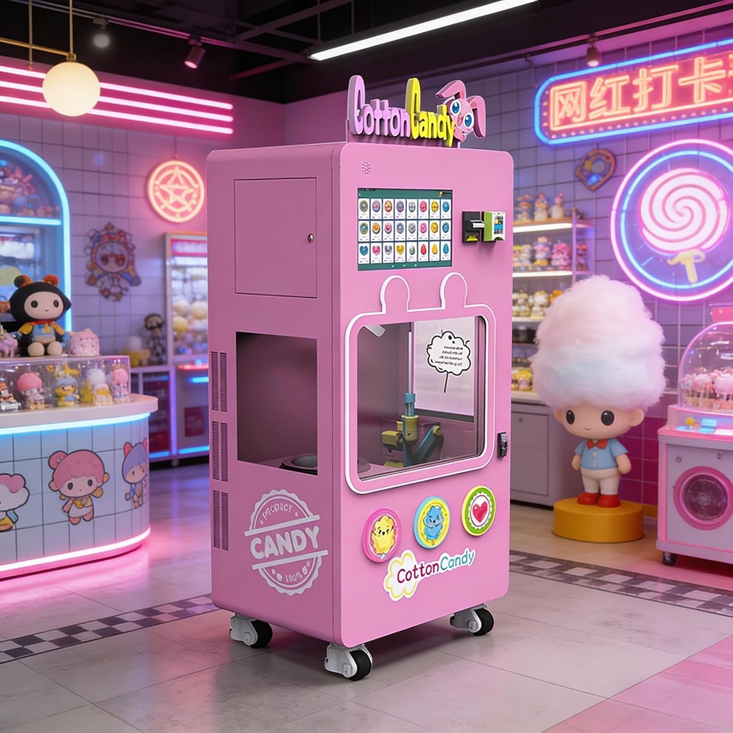 Cotton Candy Floss Vending Machine Customized Self Service Maker Perfect for Parks Amusement Parks Shopping Malls
