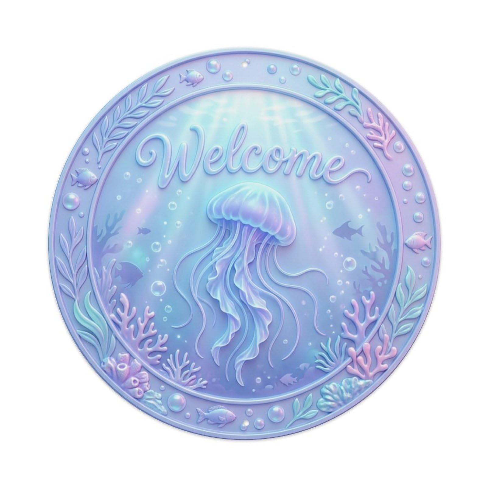Tgrcjimh Style Metal Tin Sign Jellyfish Glow Welcome Aquatic Dream