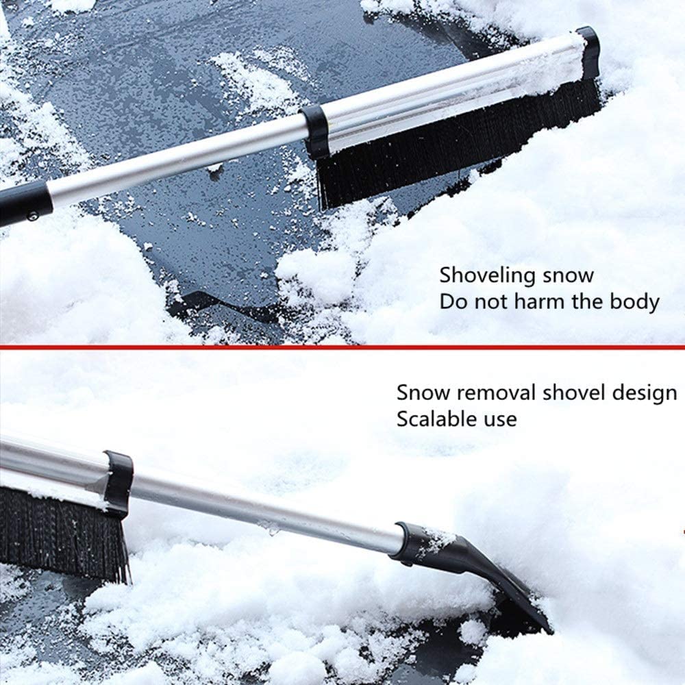 Cepillo de nieve Aleación de aluminio Telescópico Cepillo de nieve Pala de hielo Remoción de nieve Descocción Heler Invierno Snow Pala no hace daño al cepillo de nieve del coche del automóvil (color: