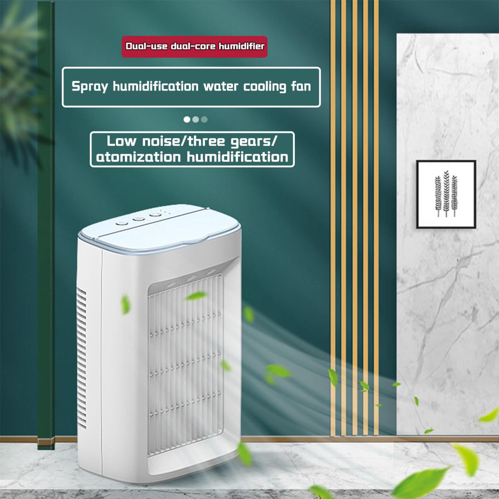 Przenośna klimatyzacja,Przenośna wieża klimatyzacyjna USB z podwójnym wentylatorem, cicha i wytrzymała chłodnica powietrza, przenośna i odpowiednia na upały