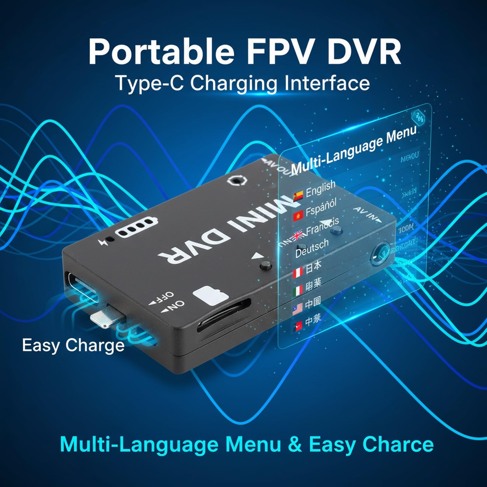 NTSC PAL Rejestrator przełączany, mini moduł DVR FPV z wbudowaną baterią, wysokiej jakości rejestrator audio wideo do quadcoptera i pojazdów RC